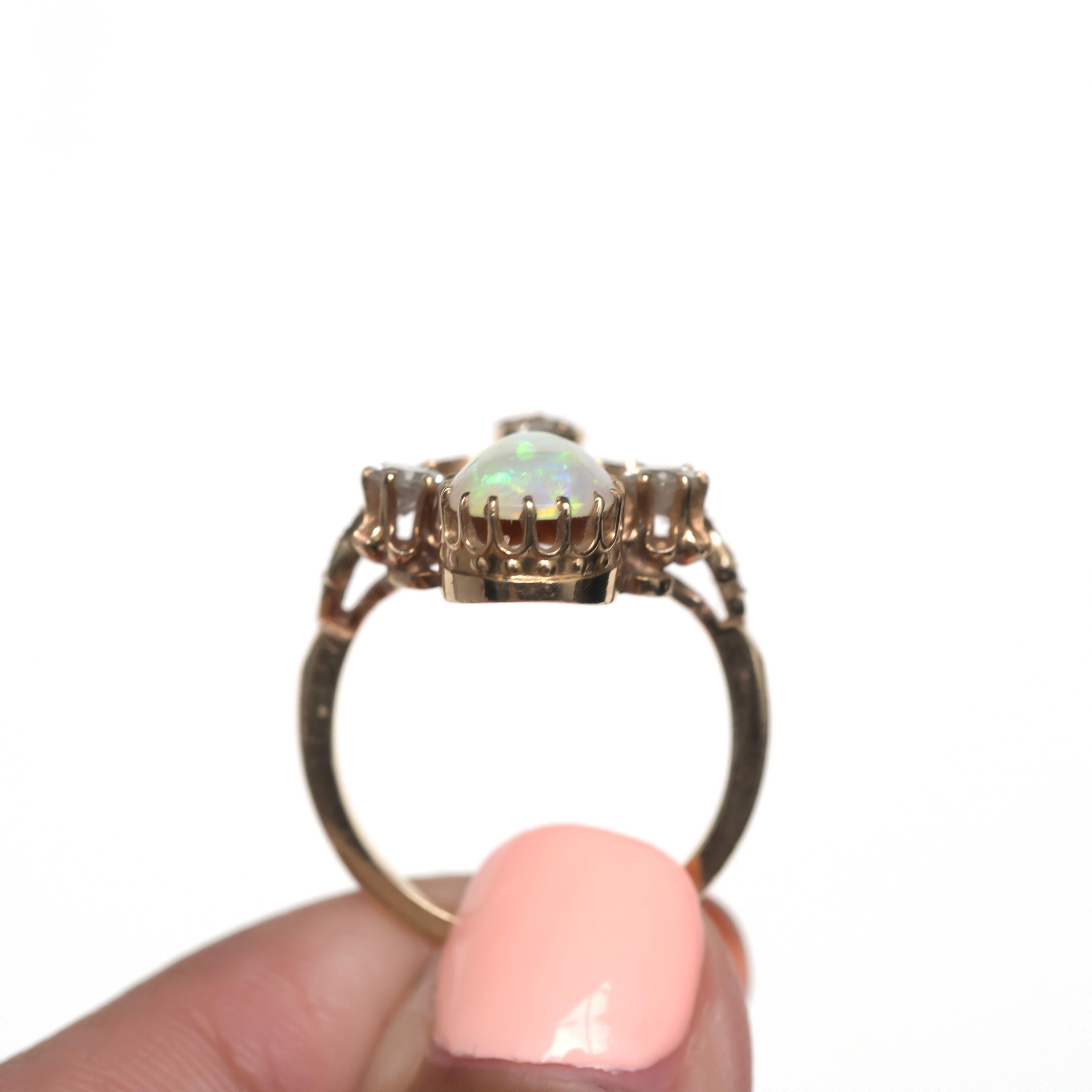 2.50 Carat Total Weight Opal Yellow Gold Engagement Ring 1