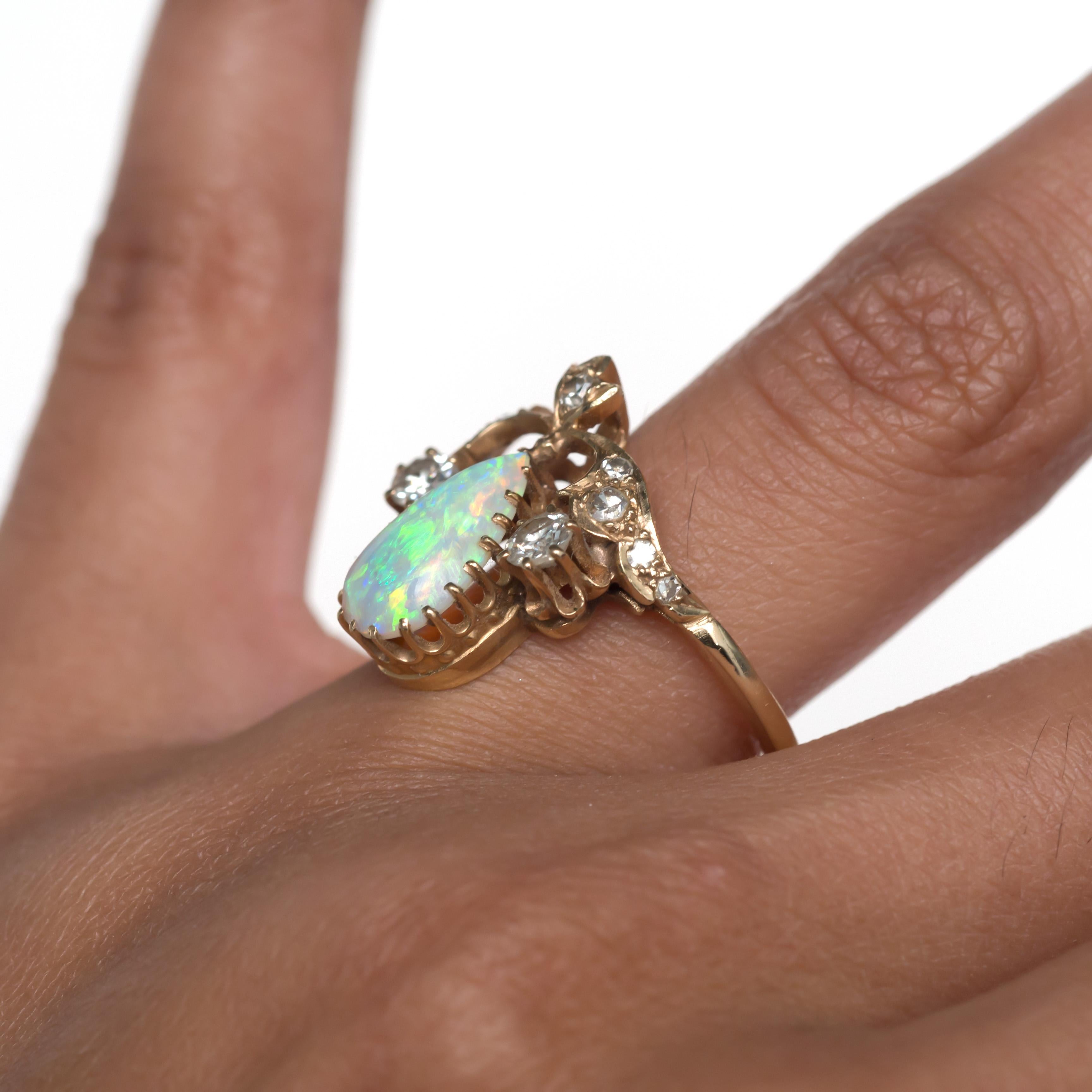 2.50 Carat Total Weight Opal Yellow Gold Engagement Ring 3