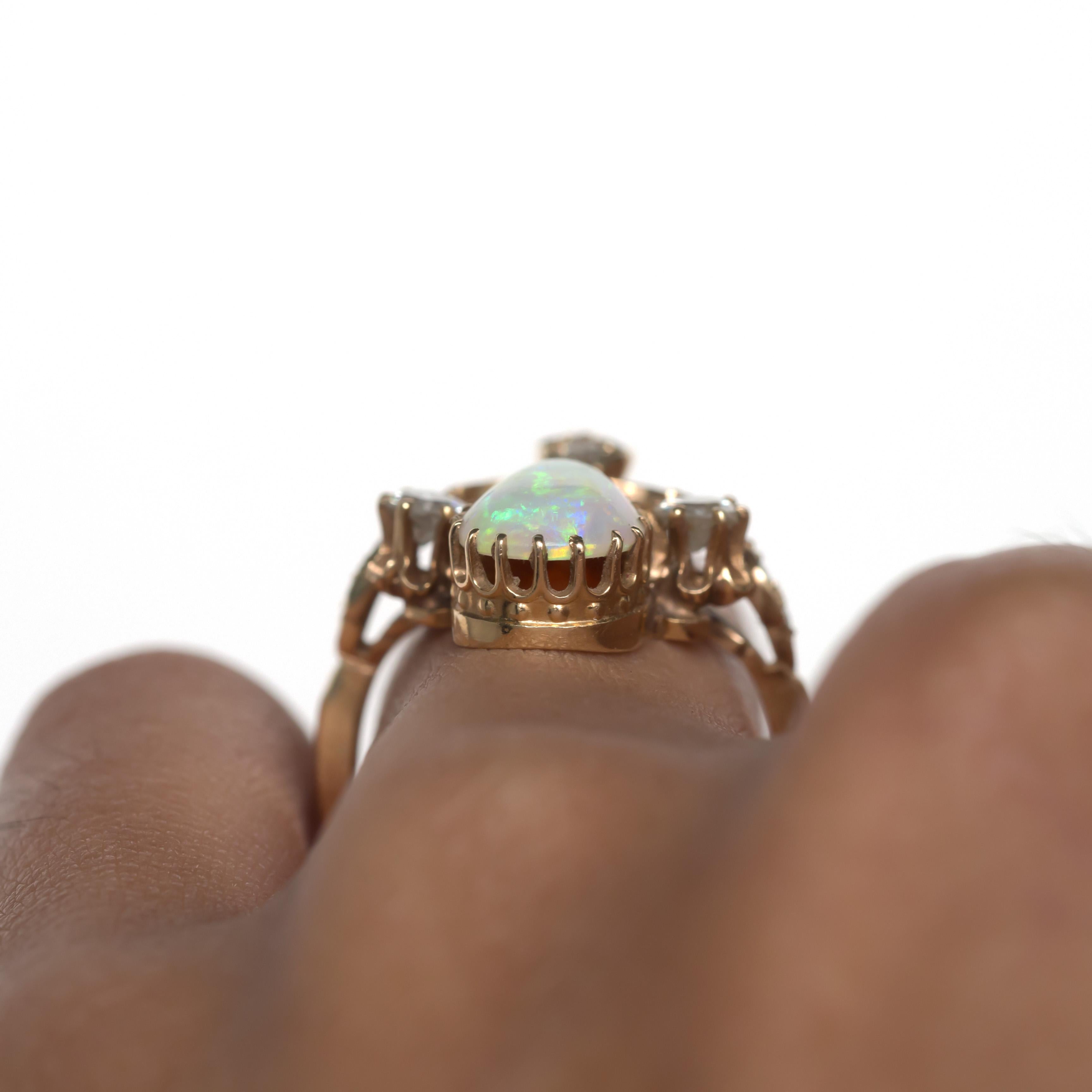 2.50 Carat Total Weight Opal Yellow Gold Engagement Ring 4