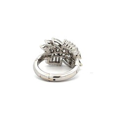 2.50 Carat Total Weight Platinum Ring With Round, Marquise, And Baguette Diamond