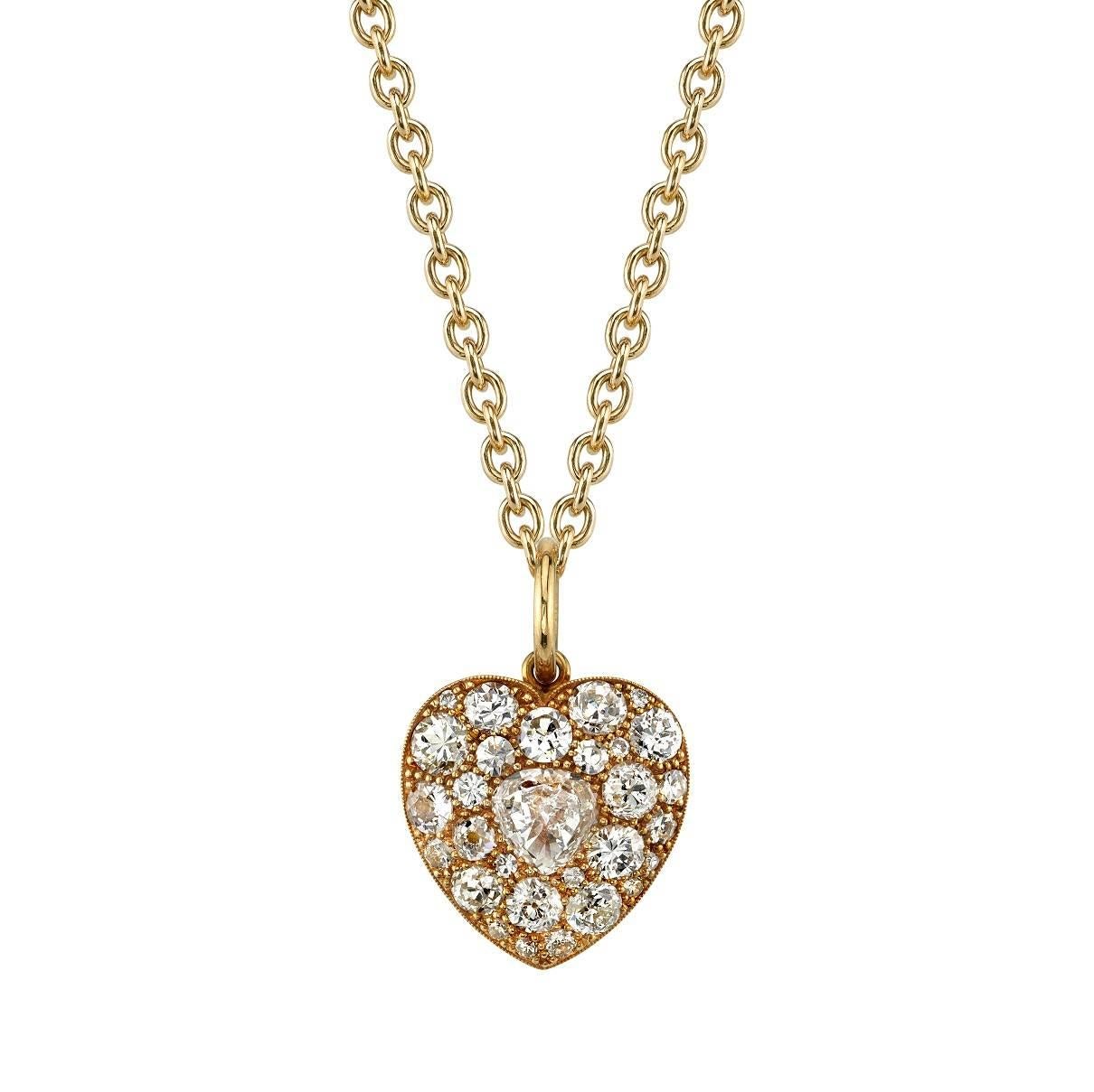2.50 Carat Vintage Diamond Heart Pendant
