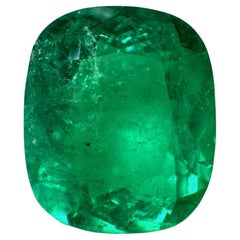 2.50 Carat Vivid Yellowish Green Colombian Emerald - Elongated Cushion Cut Gem