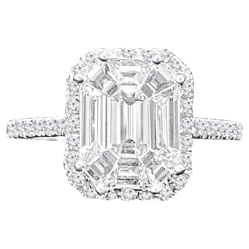 2.50 Carat VVS Diamond Illusion Setting Engagement Ring