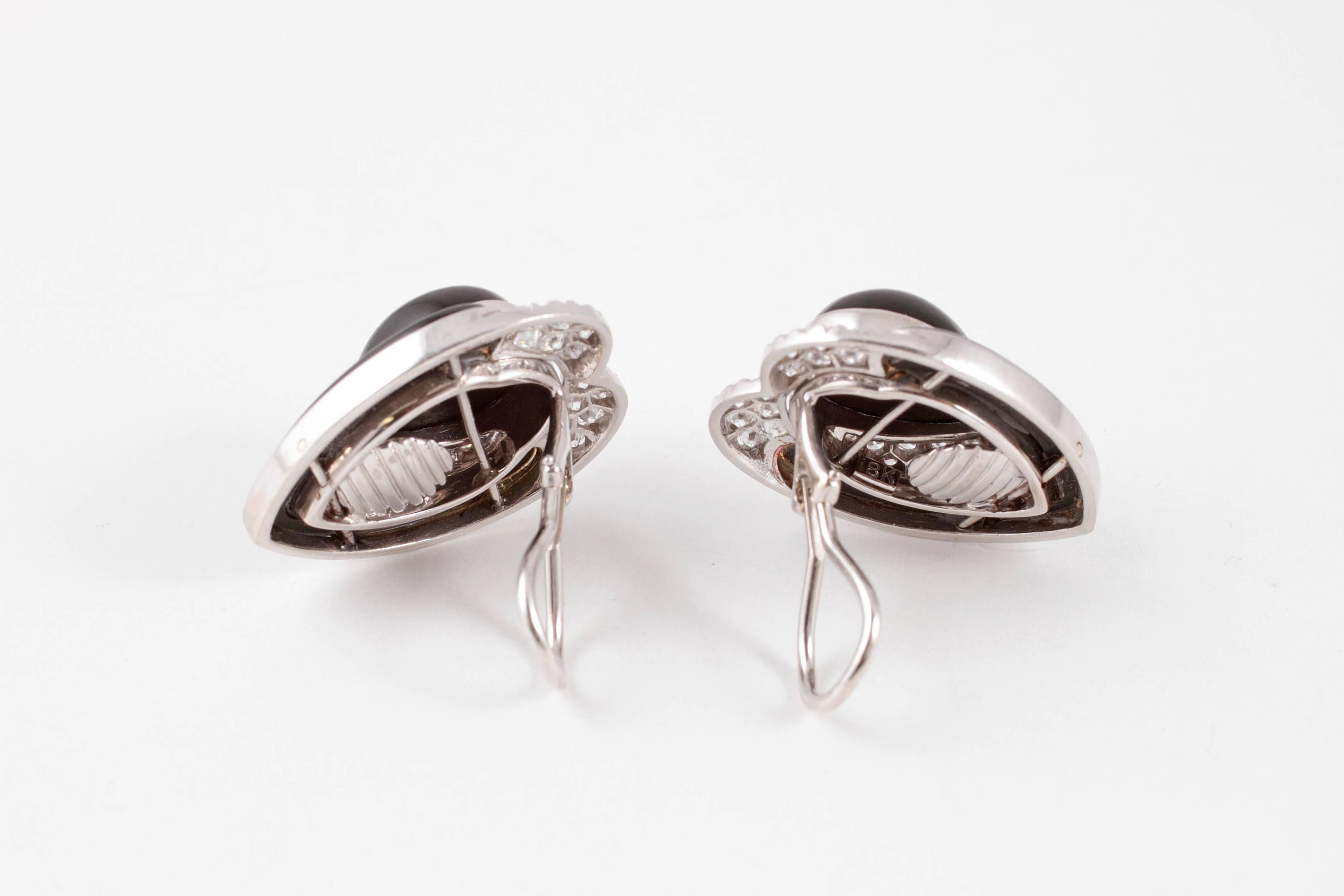 2.50 Carat White Gold Onyx Earrings For Sale 2
