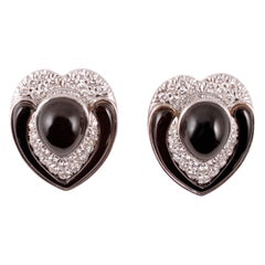 2,50 Karat Weißgold Onyx-Ohrringe
