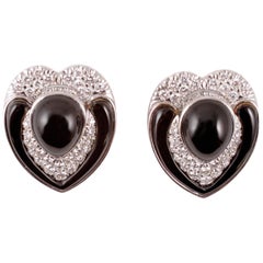 2.50 Carat White Gold Onyx Earrings