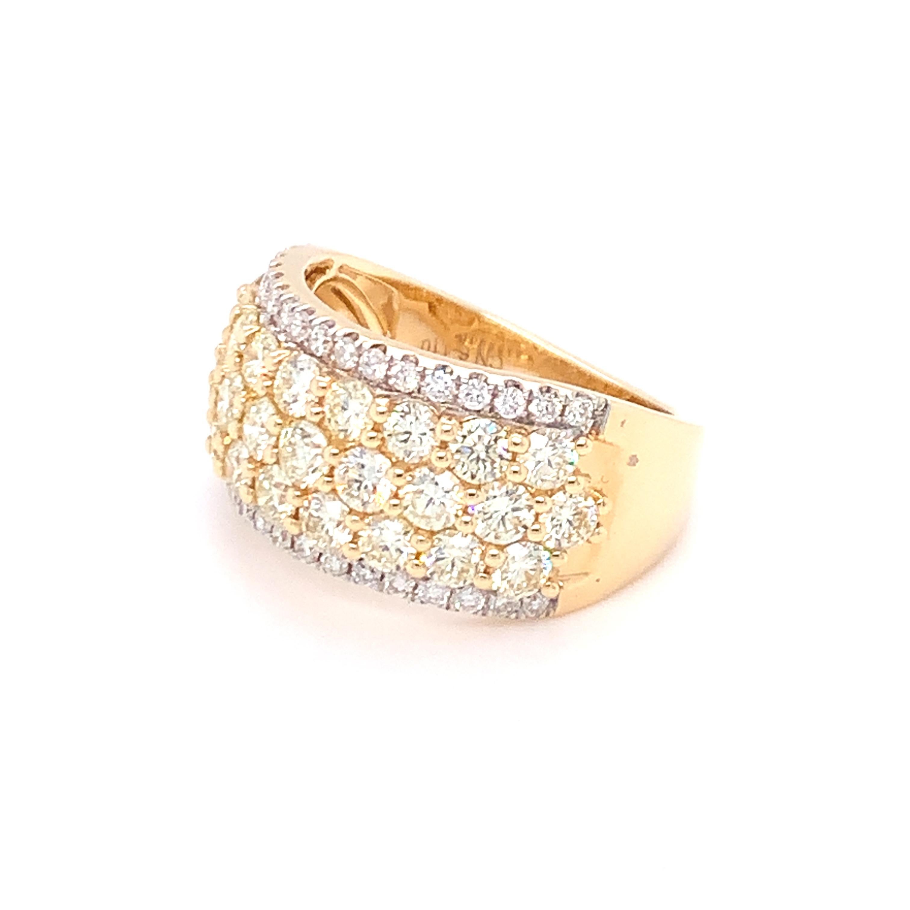 2.50 Carat Yellow & White Diamond Band Ring in 14k Yellow Gold For Sale 4