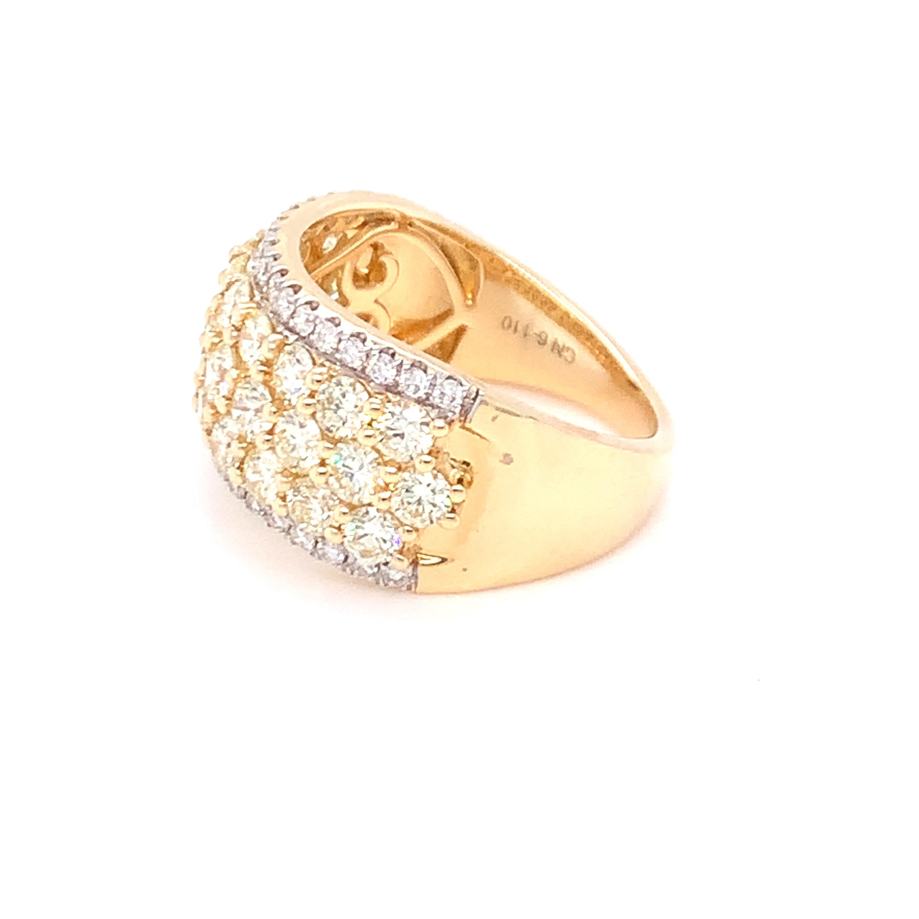 2.50 Carat Yellow & White Diamond Band Ring in 14k Yellow Gold For Sale 5