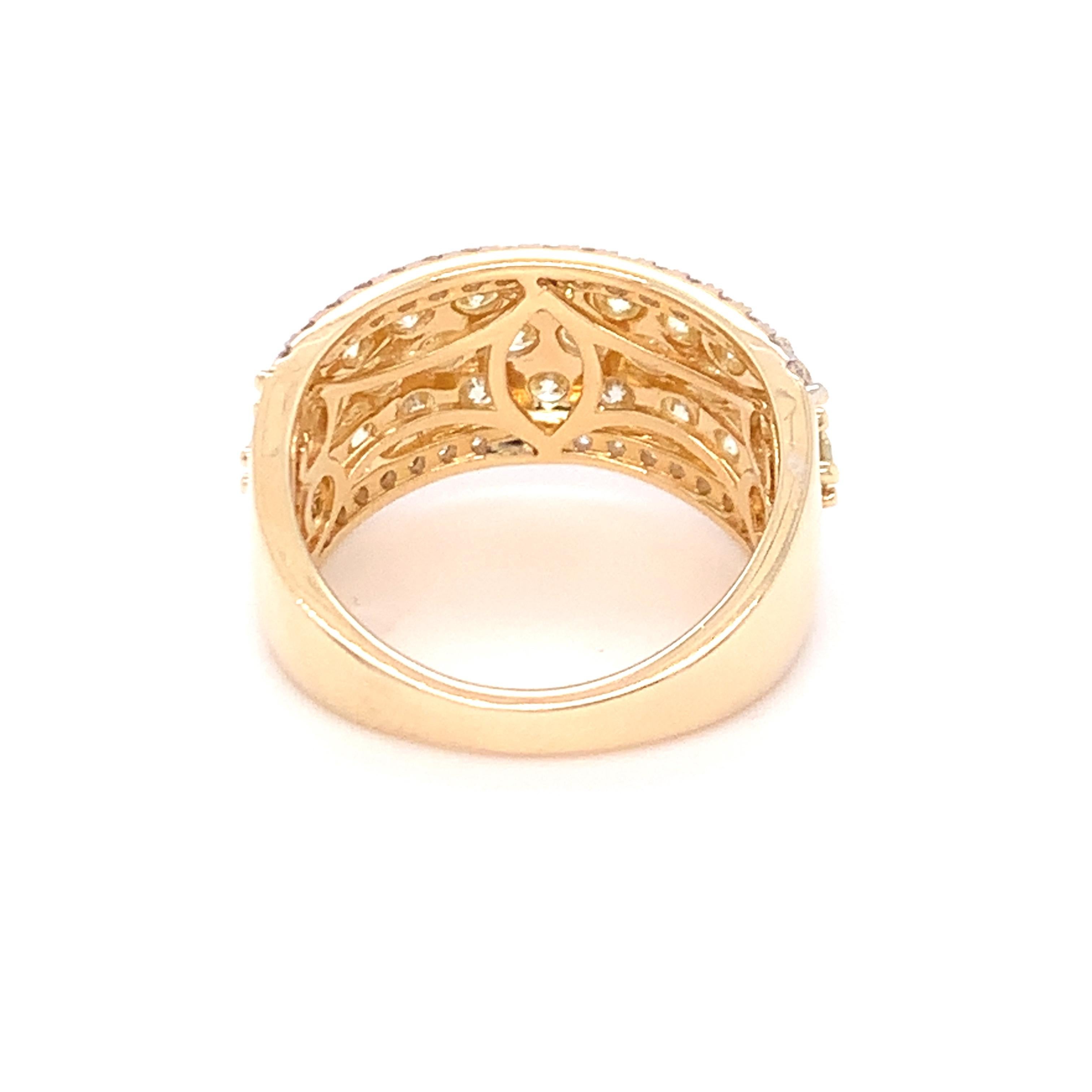 2.50 Carat Yellow & White Diamond Band Ring in 14k Yellow Gold For Sale 6