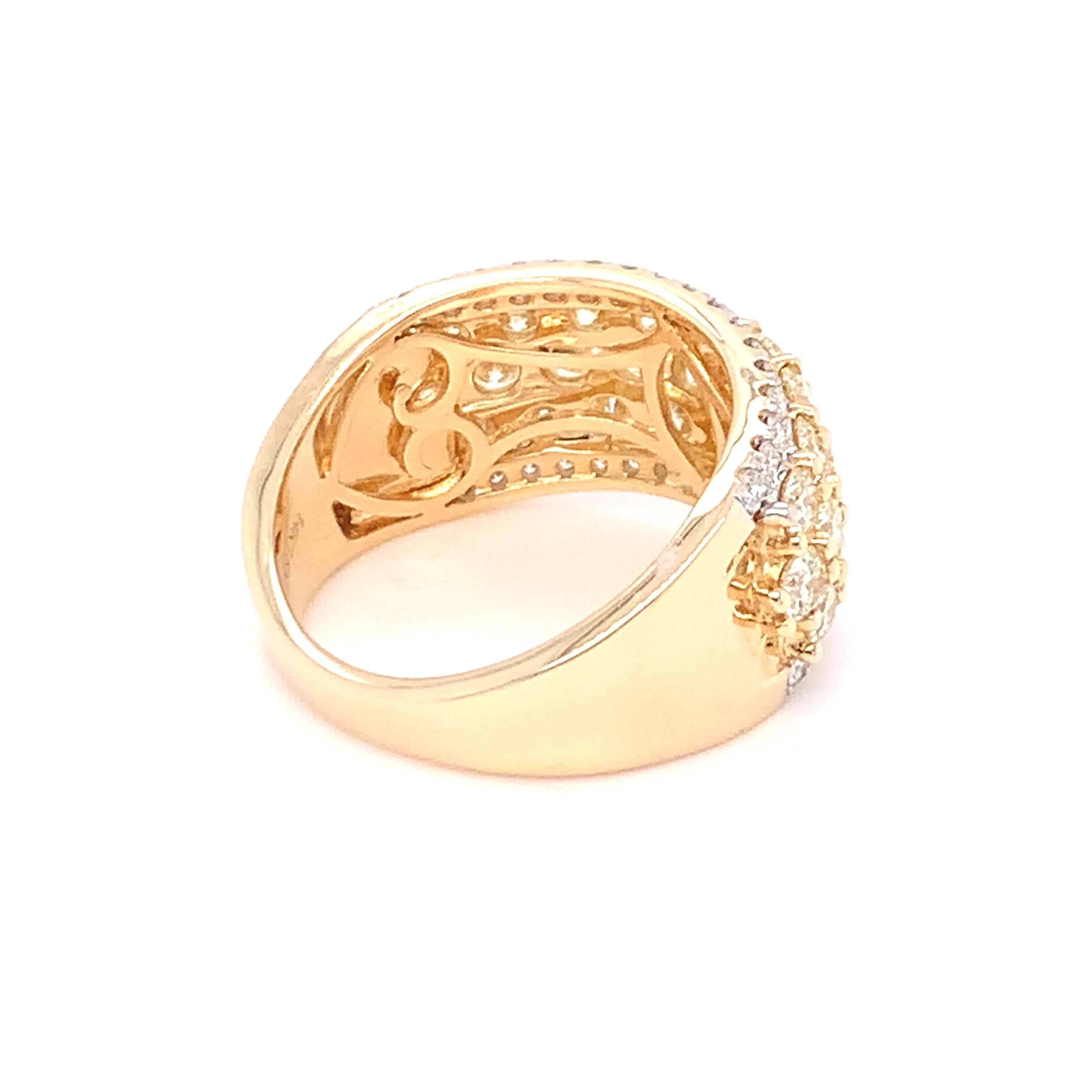 2.50 Carat Yellow & White Diamond Band Ring in 14k Yellow Gold For Sale 7