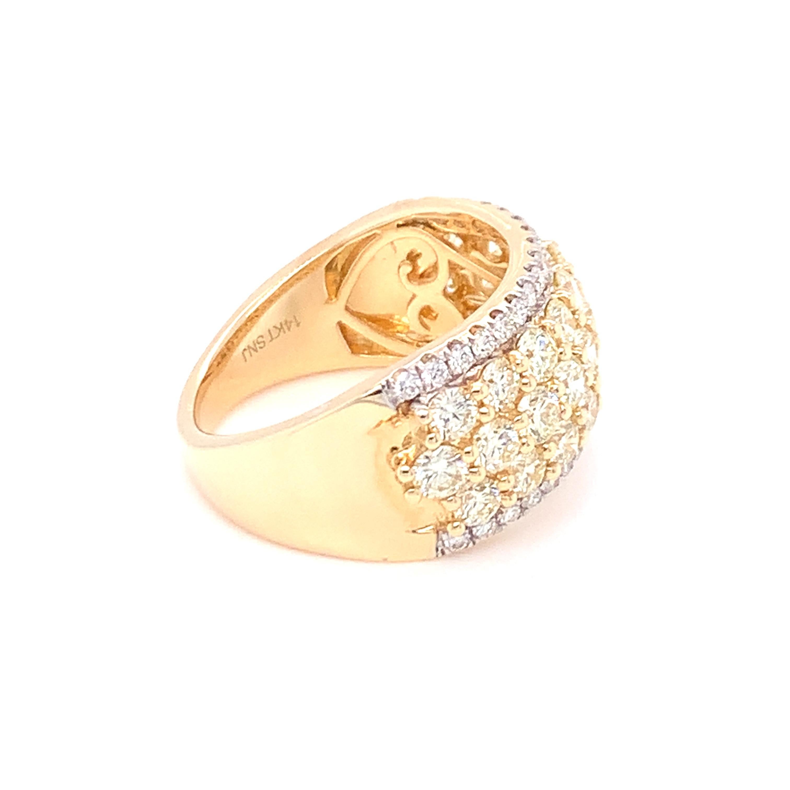 2.50 Carat Yellow & White Diamond Band Ring in 14k Yellow Gold For Sale 8