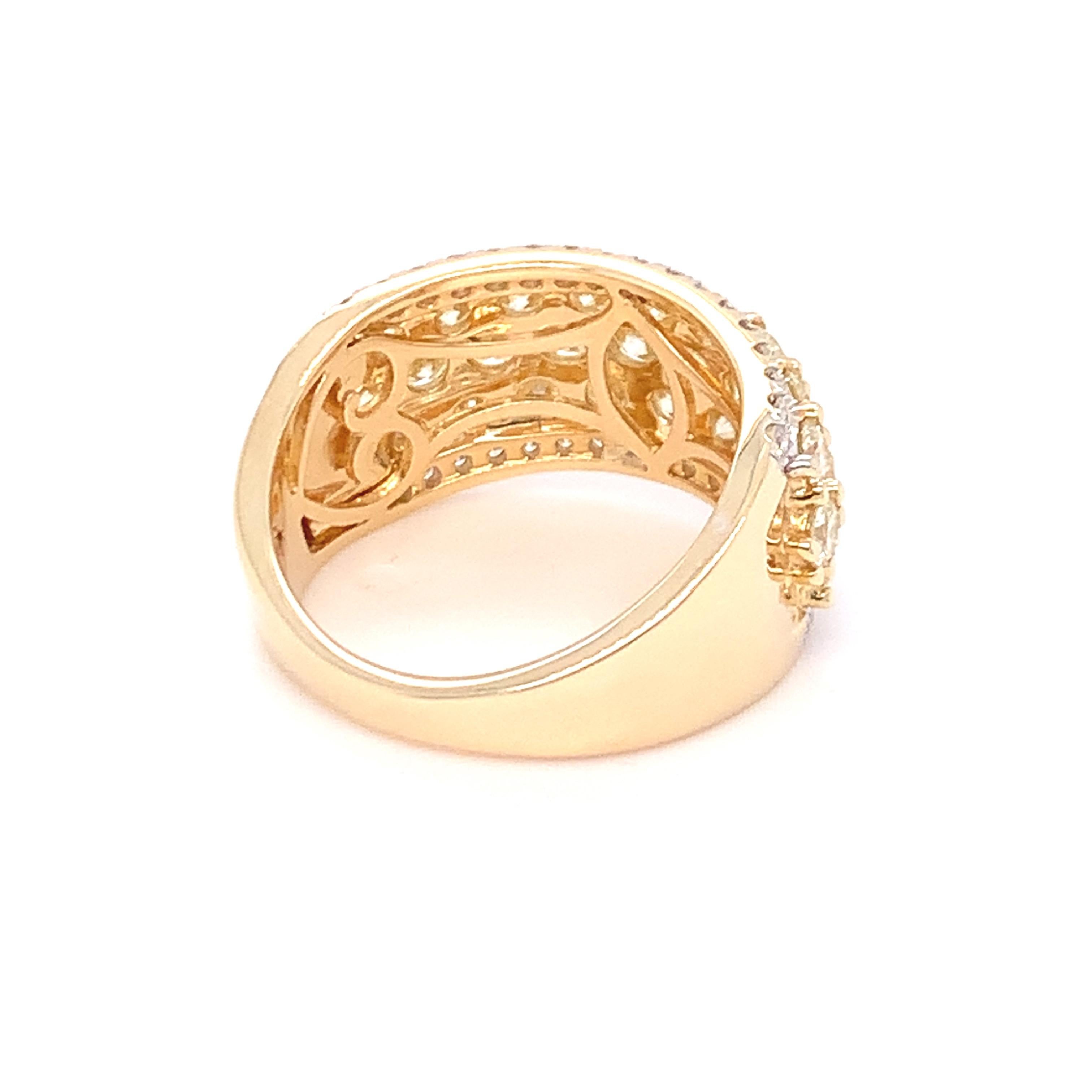 2.50 Carat Yellow & White Diamond Band Ring in 14k Yellow Gold For Sale 9