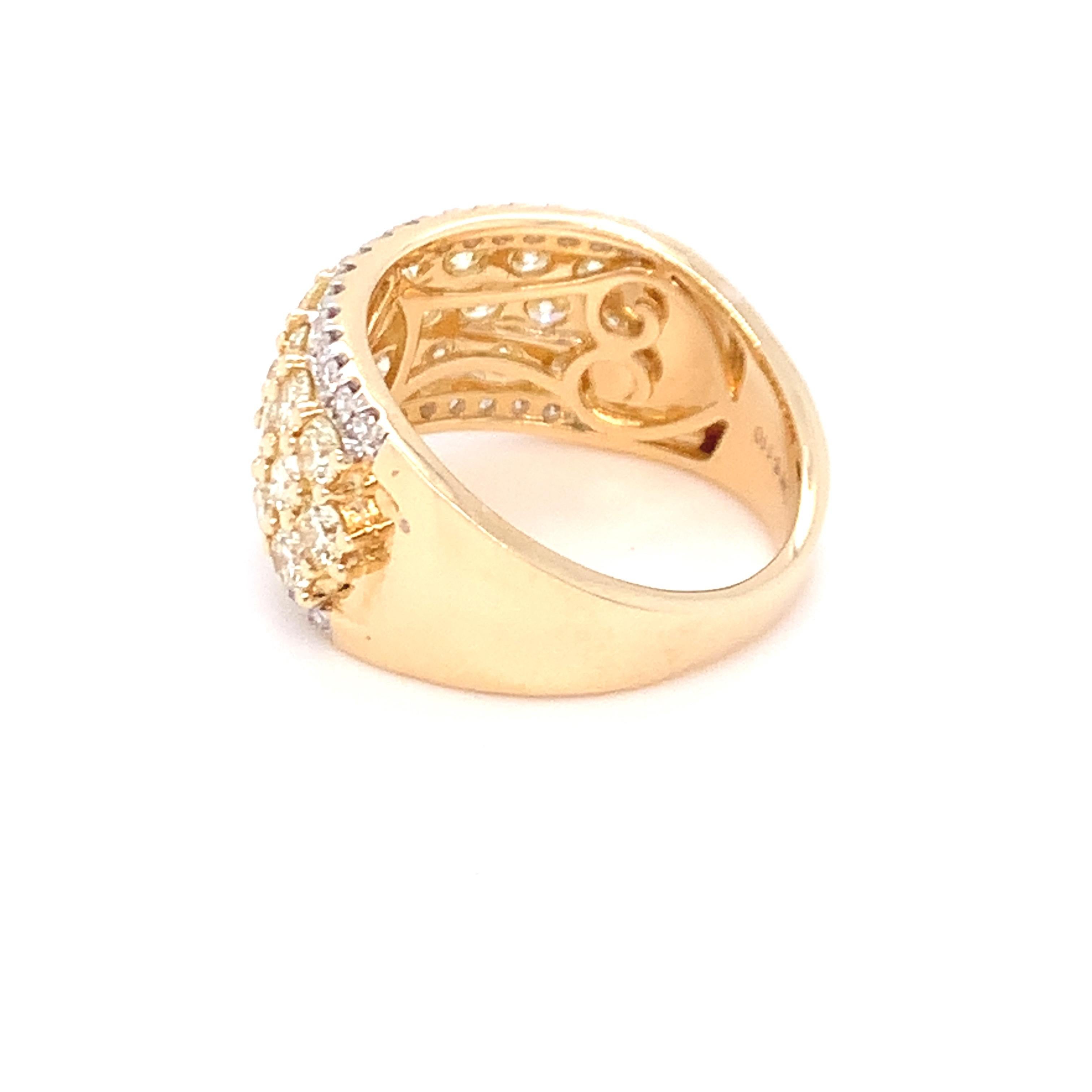 2.50 Carat Yellow & White Diamond Band Ring in 14k Yellow Gold For Sale 10