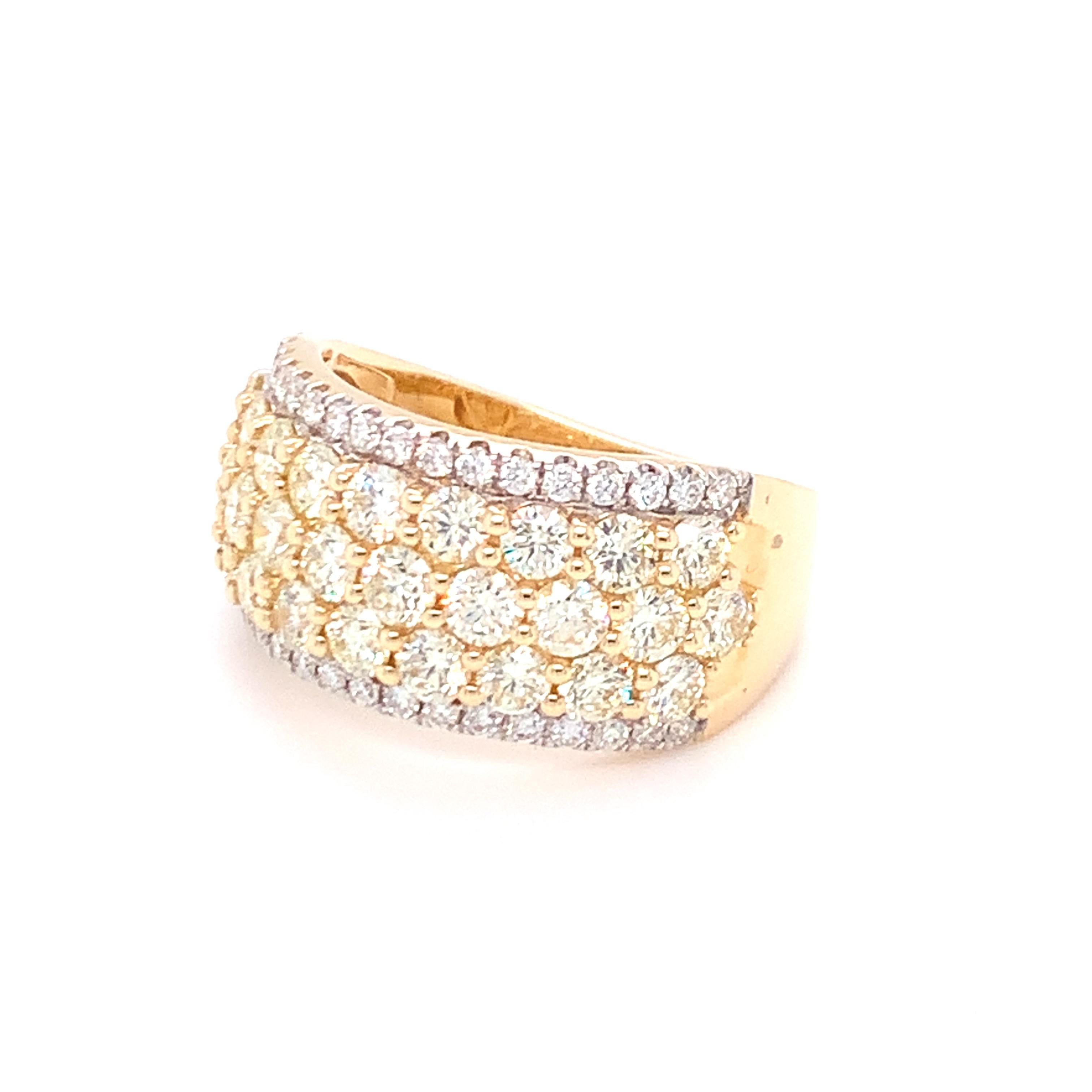 2.50 Carat Yellow & White Diamond Band Ring in 14k Yellow Gold For Sale 11