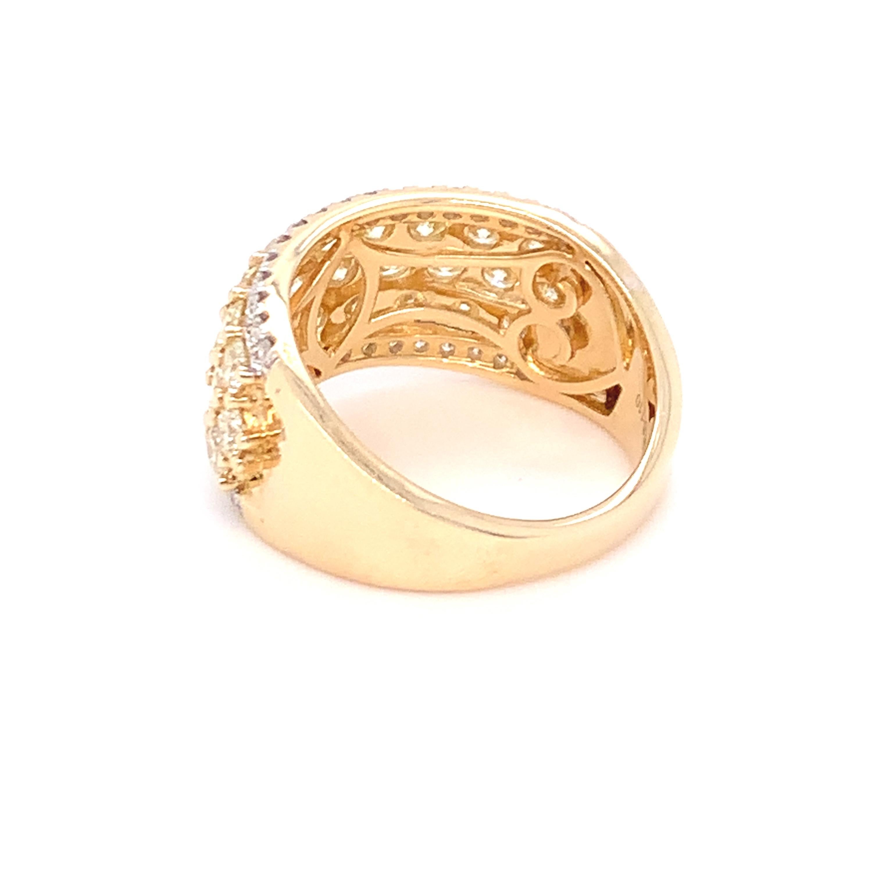 2.50 Carat Yellow & White Diamond Band Ring in 14k Yellow Gold For Sale 13