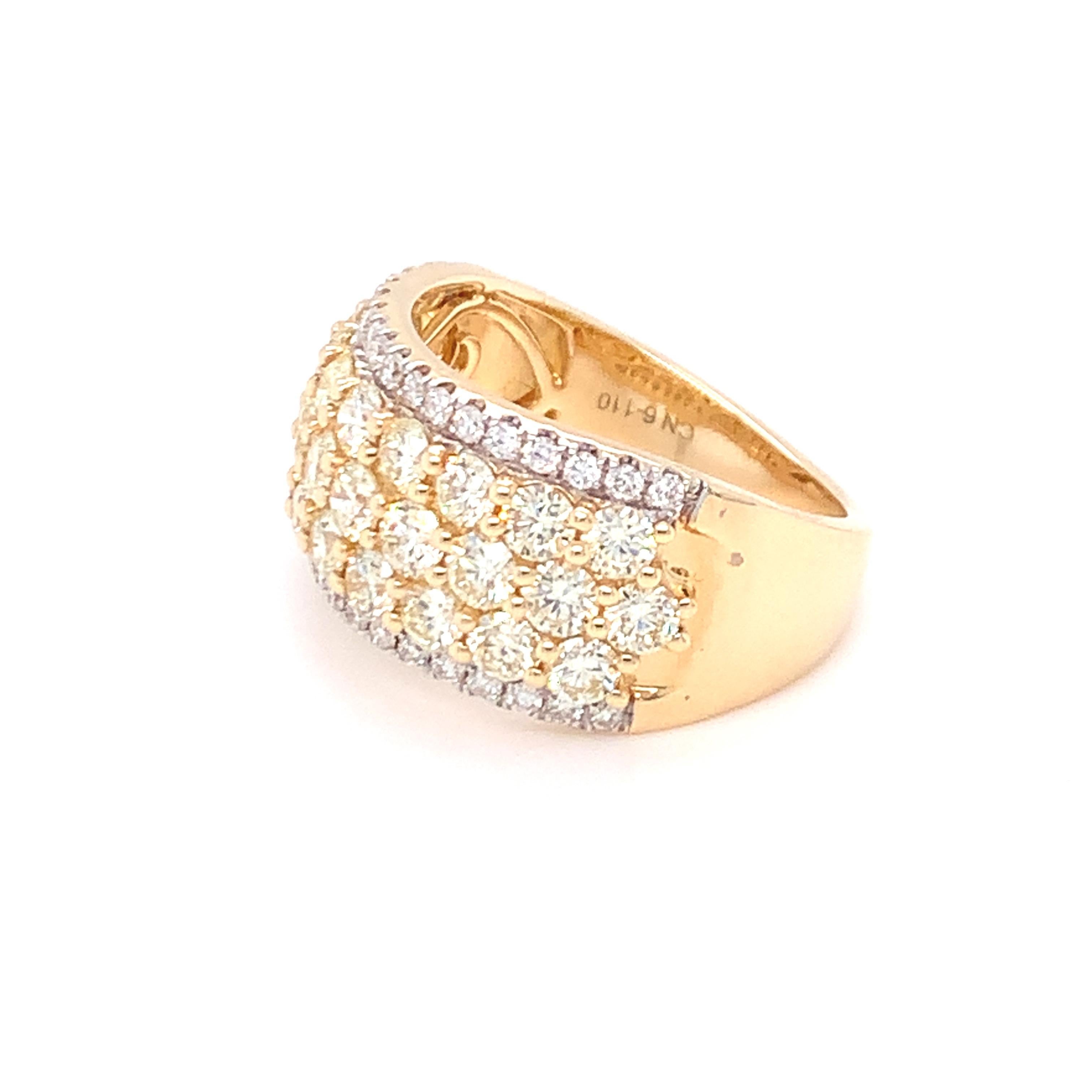 Artisan 2.50 Carat Yellow & White Diamond Band Ring in 14k Yellow Gold For Sale