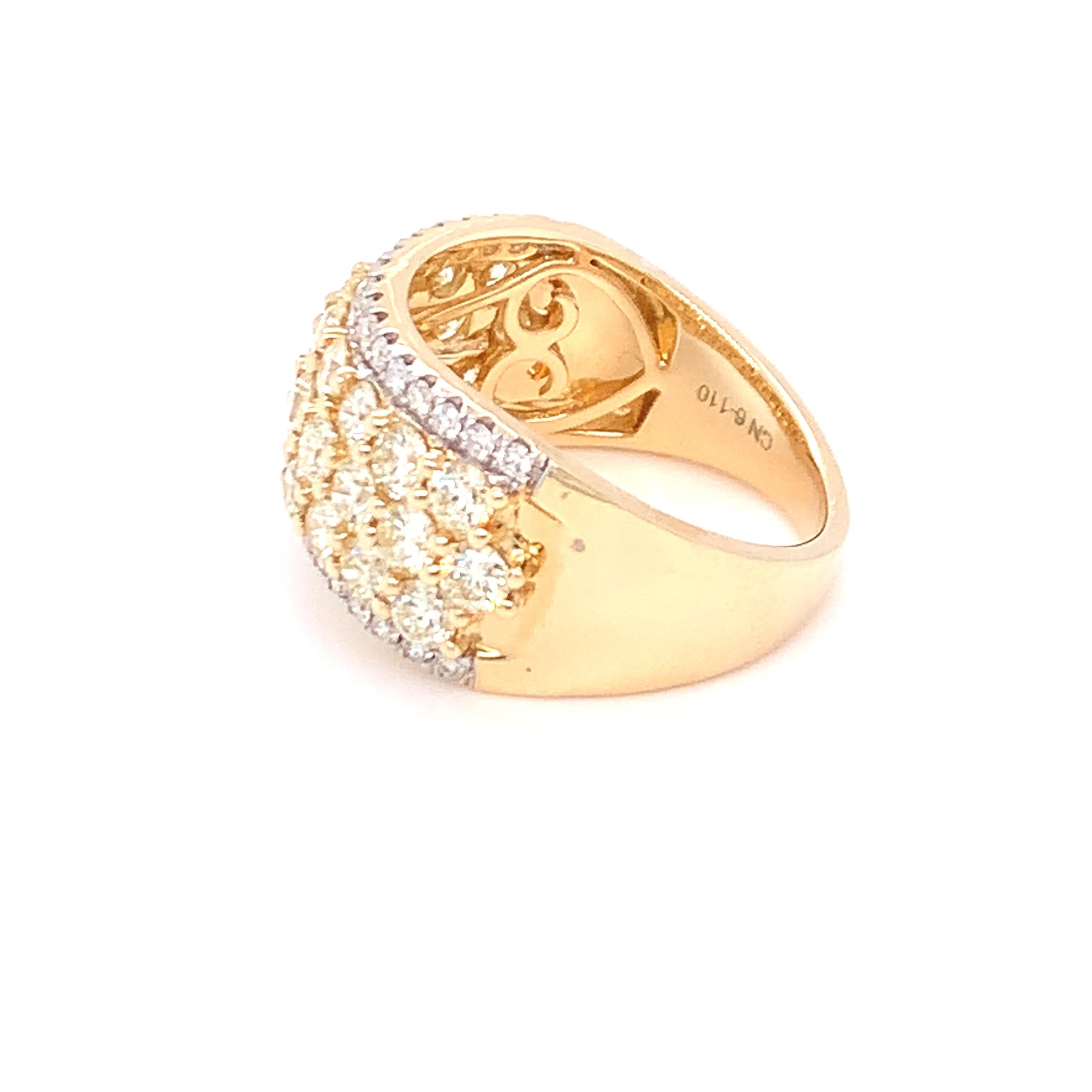 2.50 Carat Yellow & White Diamond Band Ring in 14k Yellow Gold In New Condition For Sale In Trumbull, CT