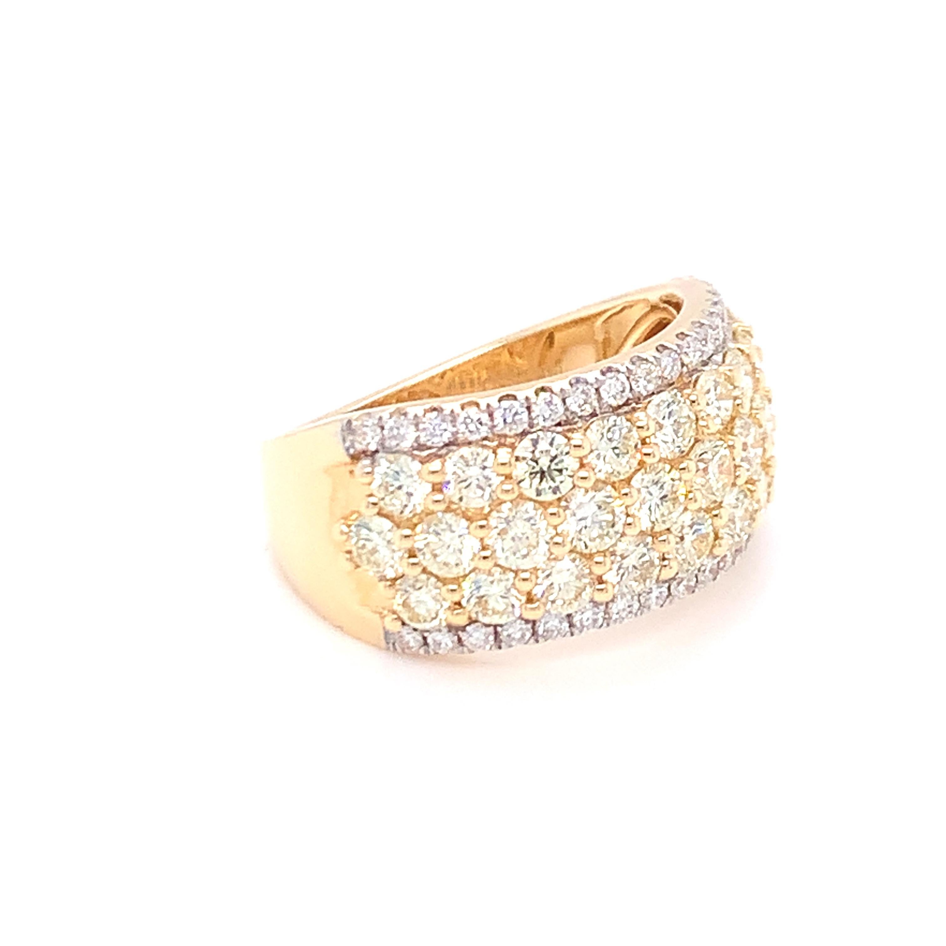 2.50 Carat Yellow & White Diamond Band Ring in 14k Yellow Gold For Sale 1