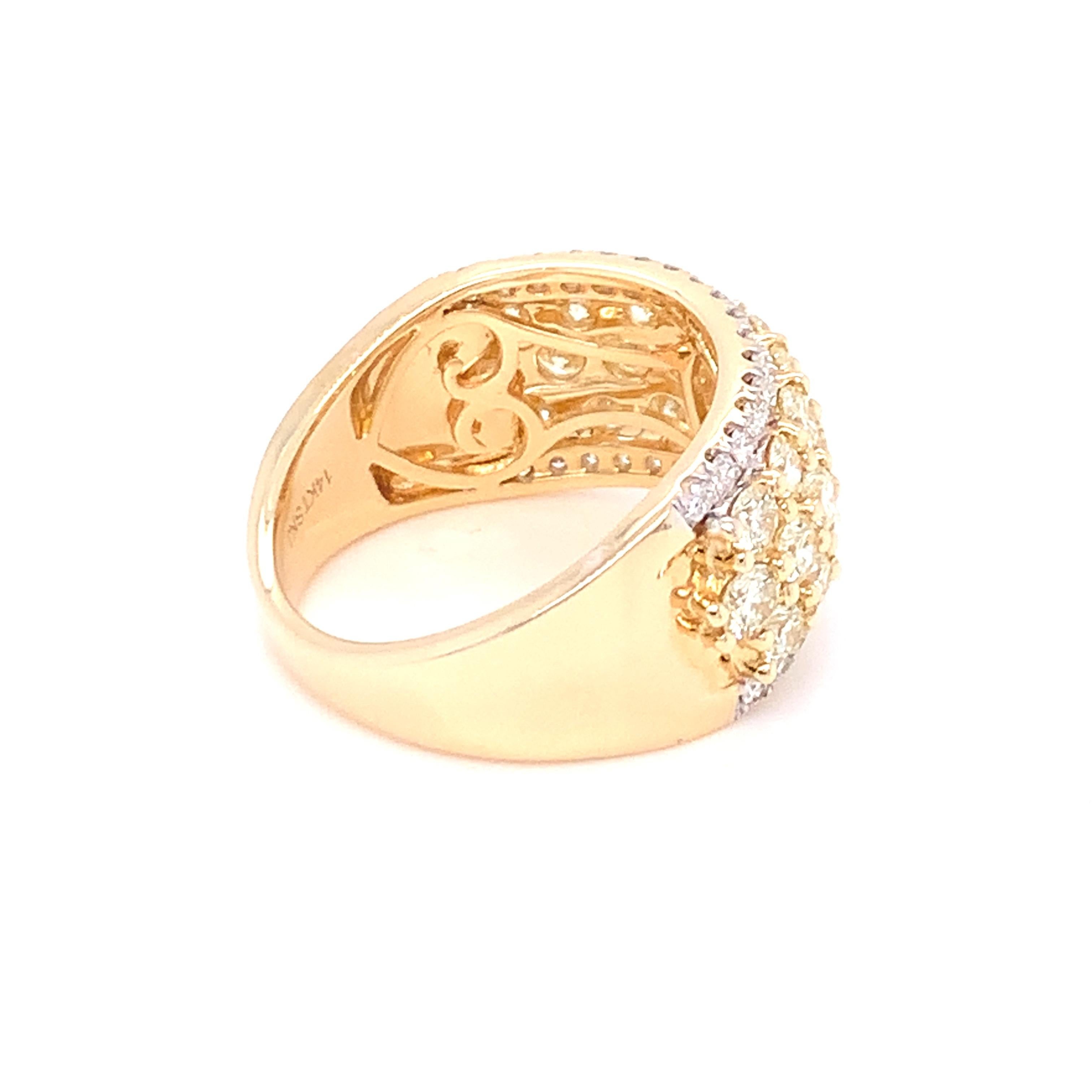 2.50 Carat Yellow & White Diamond Band Ring in 14k Yellow Gold For Sale 3
