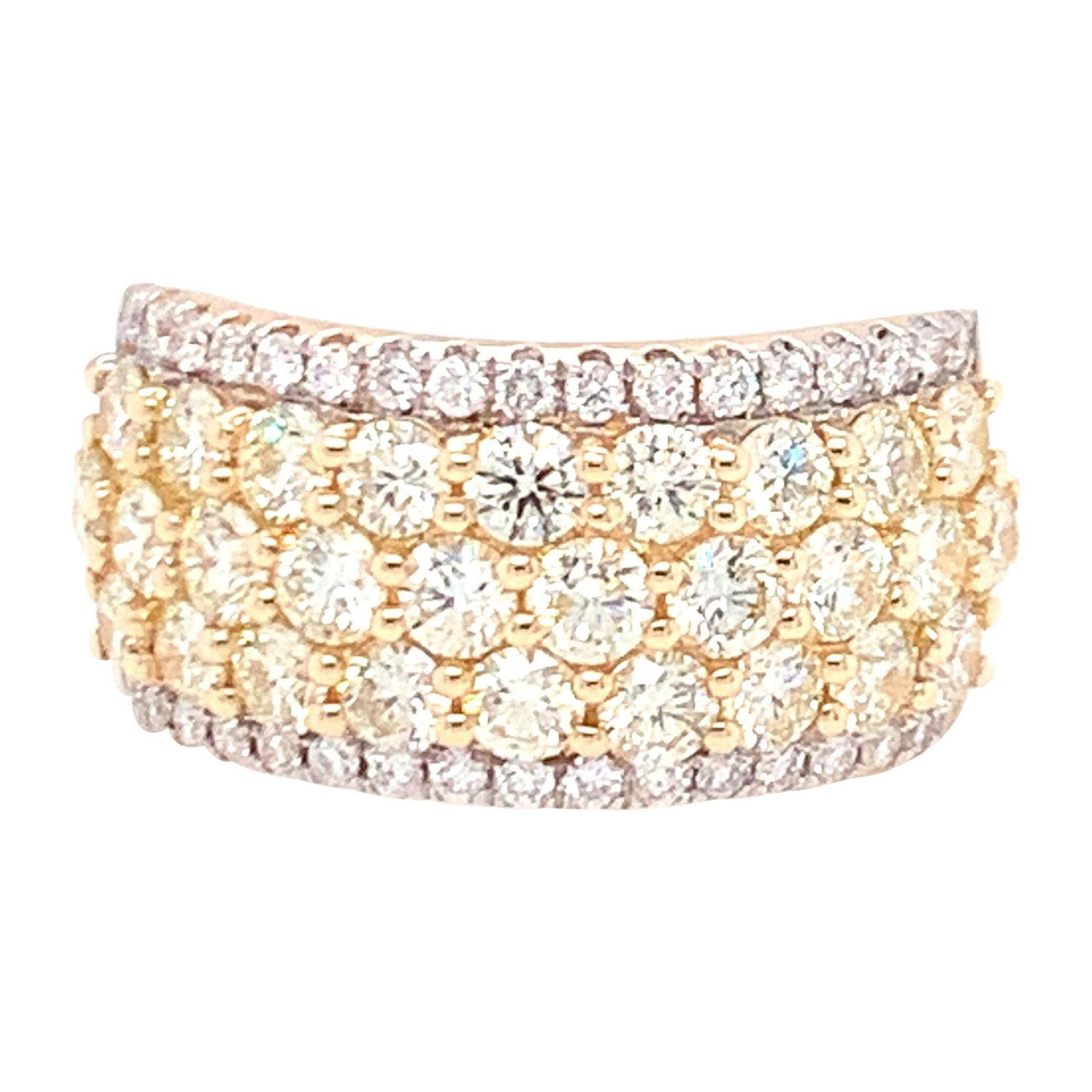 2.50 Carat Yellow & White Diamond Band Ring in 14k Yellow Gold For Sale