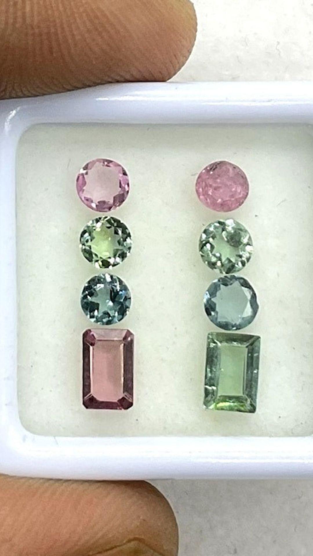 2,50 Karat Multi-Turmalin-Paar, 4 bis 6x4 MM grüner und rosa Turmalin (Art déco)