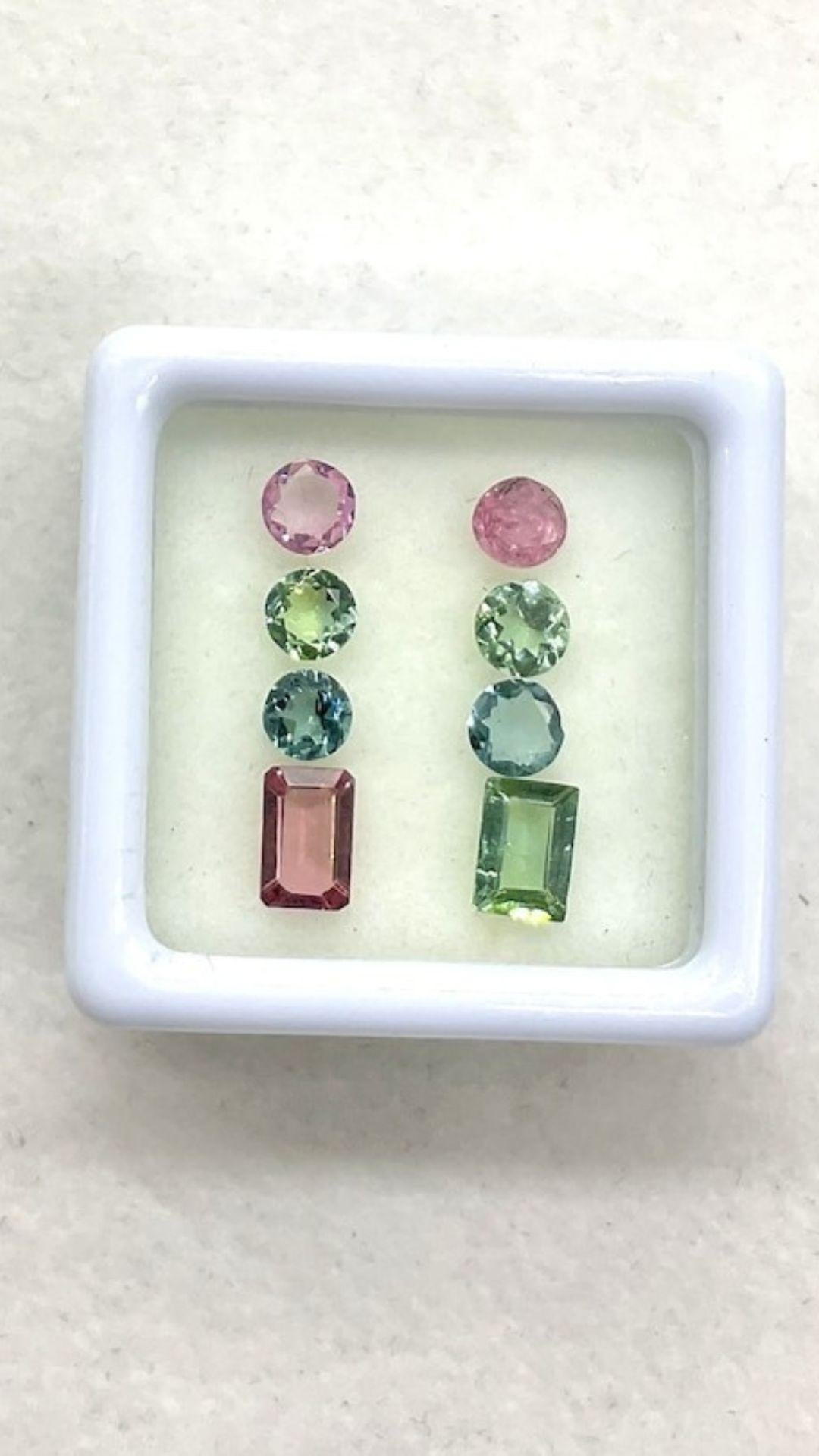 2,50 Karat Multi-Turmalin-Paar, 4 bis 6x4 MM grüner und rosa Turmalin (Rundschliff)