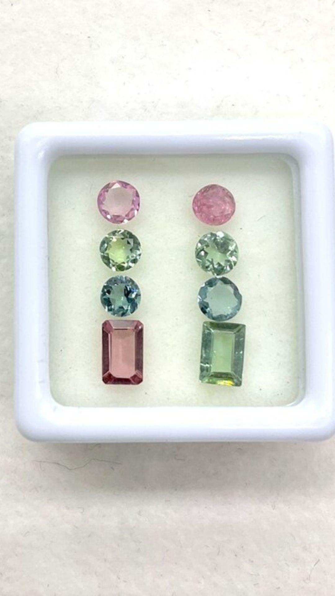 2,50 Karat Multi-Turmalin-Paar, 4 bis 6x4 MM grüner und rosa Turmalin im Zustand „Neu“ in Jaipur, RJ