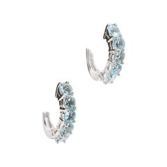 2.50 Carats Natural Aquamarine 14k Solid White Gold Huggie Earrings