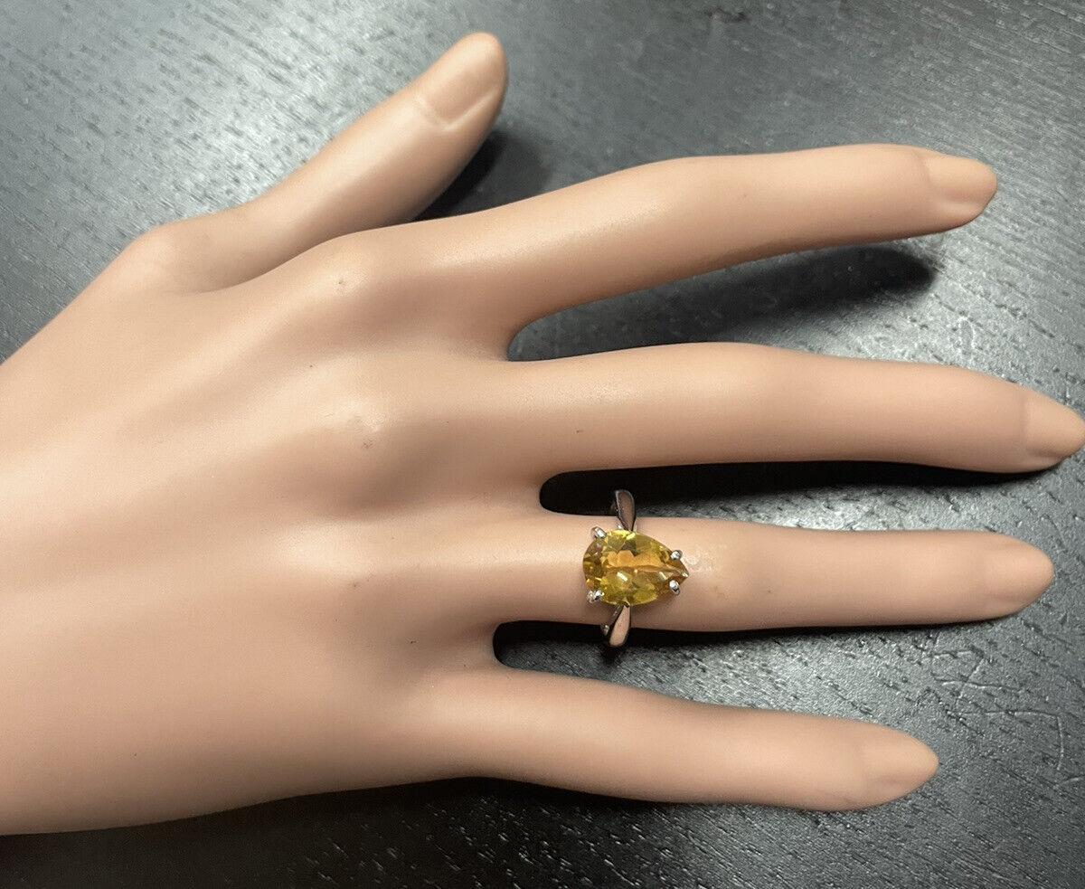 Women's 2.50 Carats Natural Citrine 14K Solid White Gold Ring For Sale