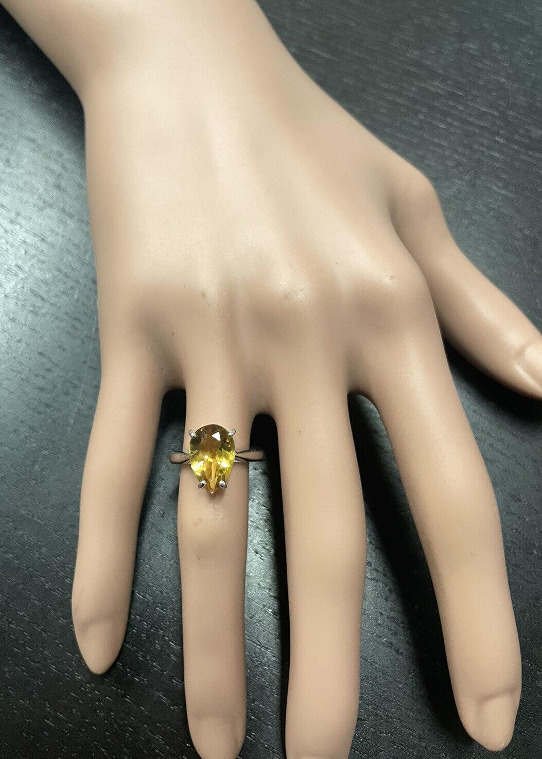 2.50 Carats Natural Citrine 14K Solid White Gold Ring For Sale 1