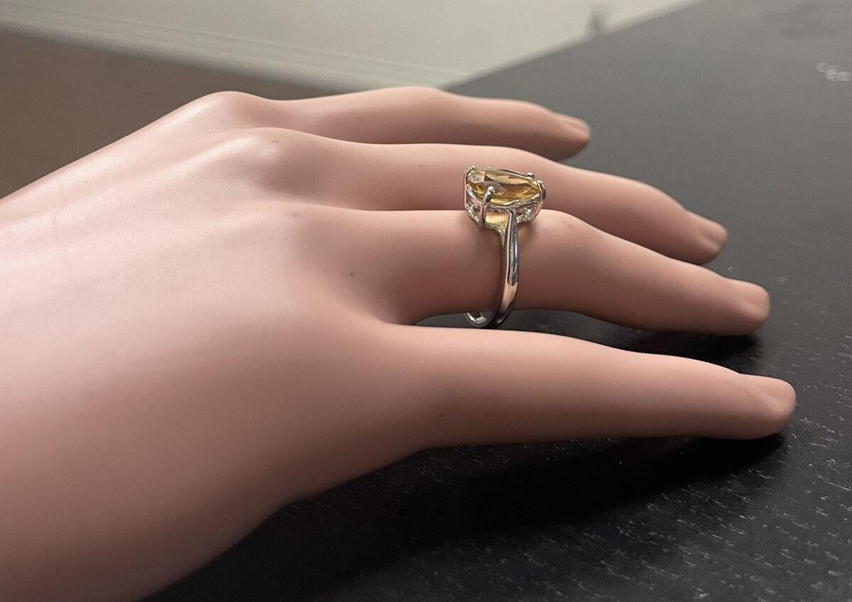 2.50 Carats Natural Citrine 14K Solid White Gold Ring For Sale 2