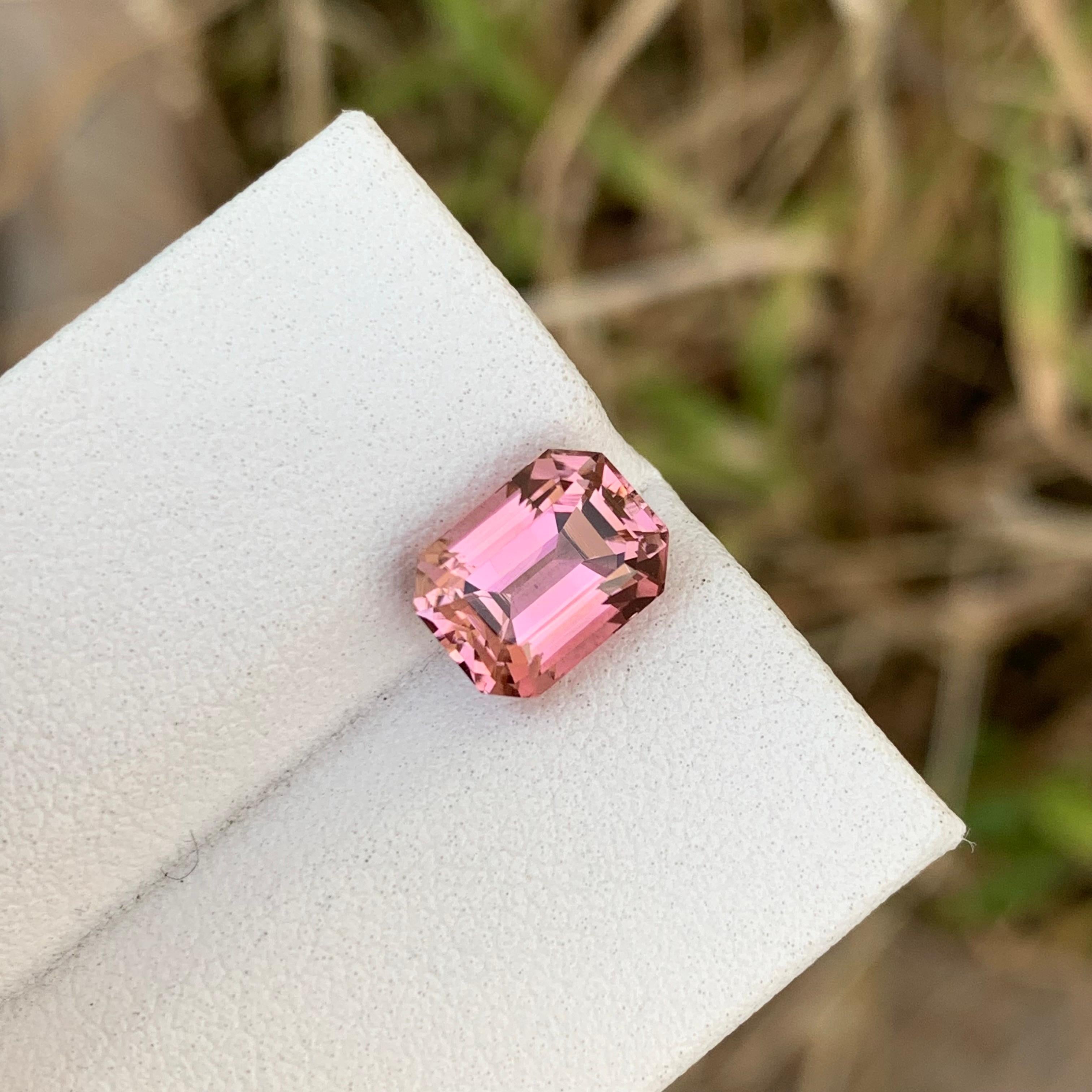 Loose Tourmaline 
Weight: 2.50 Carats 
Dimension: 8.3x6.2x5.8 Mm
Origin: Kunar Afghanistan 
Shape: Emerald 
Treatment: Unheated/ Untreated
Color: Pink
Certificate: On Customer Demand 
Pink tourmaline, also known as 