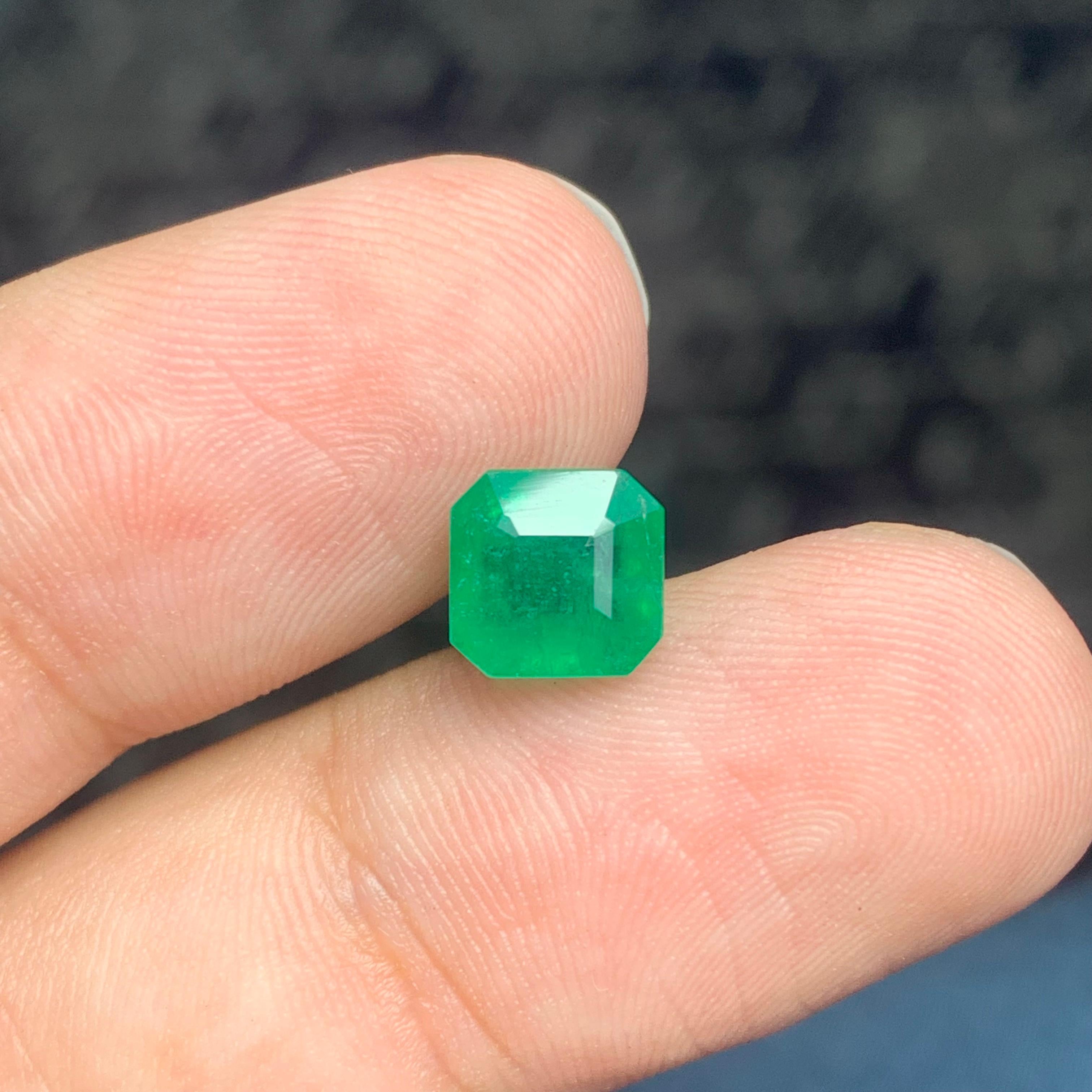 2.50 Carats Natural Loose Green Emerald From Zambia Mine Octagon Ring Gem For Sale 5