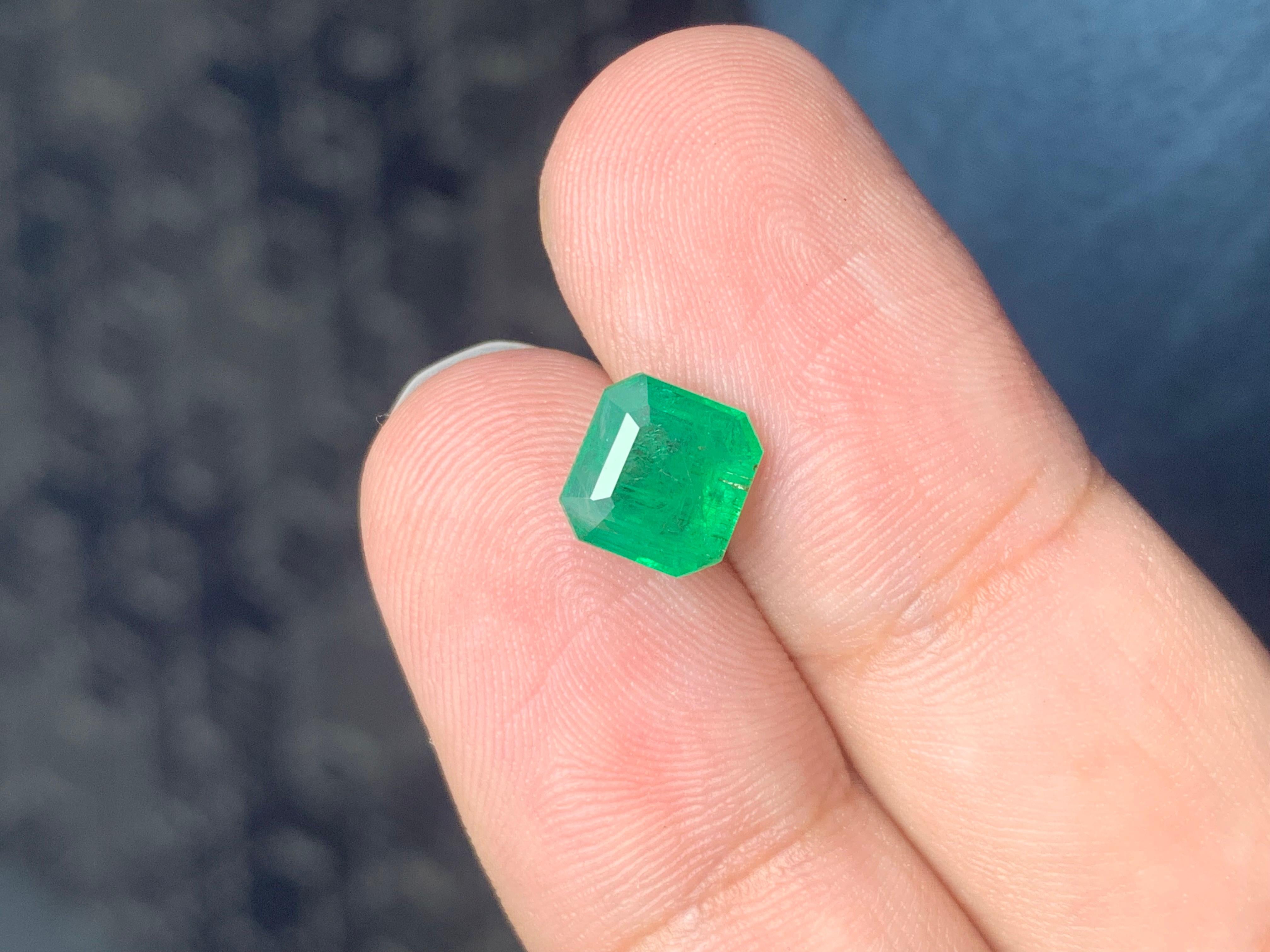 2.50 Carats Natural Loose Green Emerald From Zambia Mine Octagon Ring Gem For Sale 6