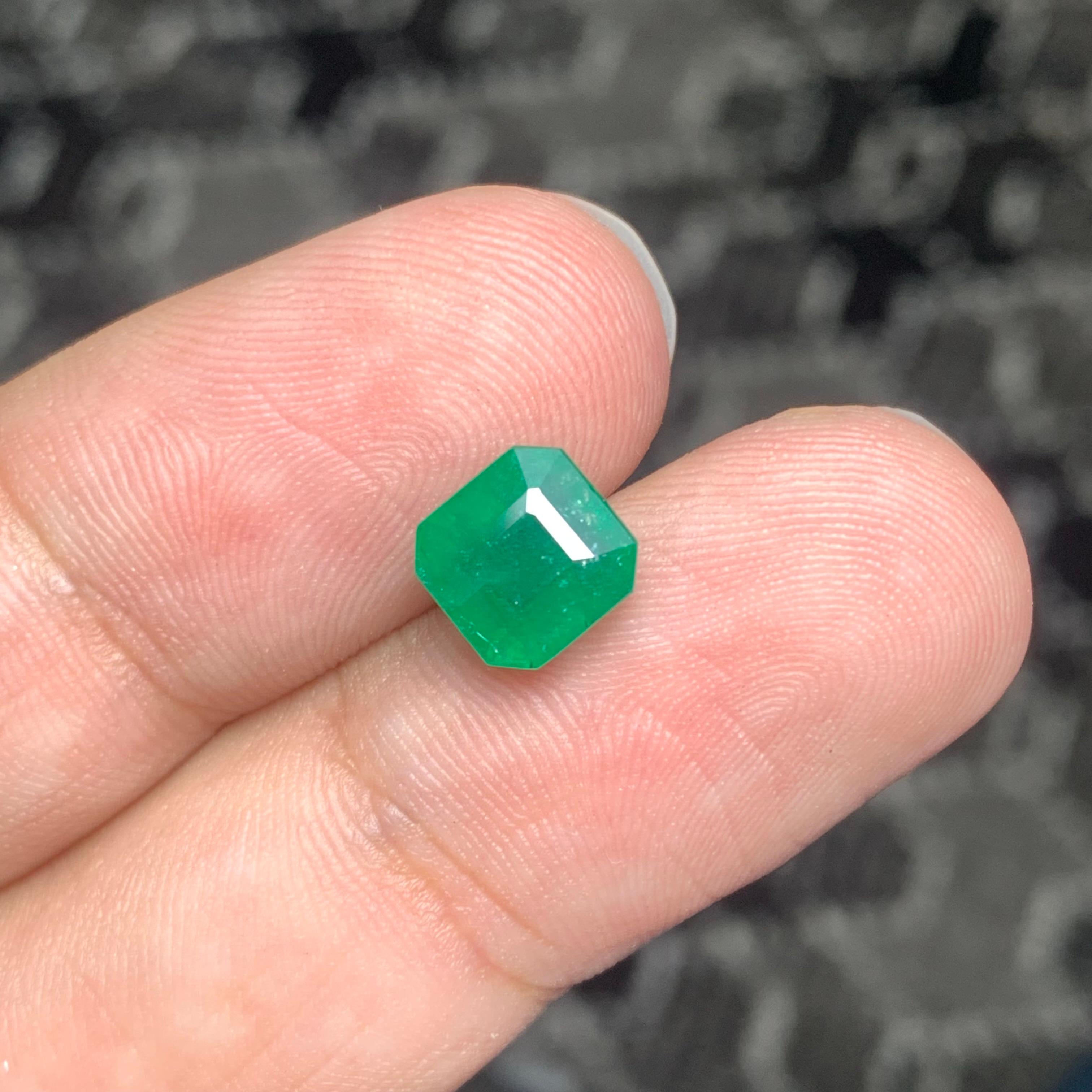 Loose Emerald 
Weight: 2.50 Carats 
Dimension: 7.4x7.2x5.8 Mm
Origin: Brazil
Certificate: On Customer Demand 
Shape: Octagon
Treatment: Non
Emeralds from Zambia are renowned for their stunning green hues and exceptional quality. Zambia is one of the