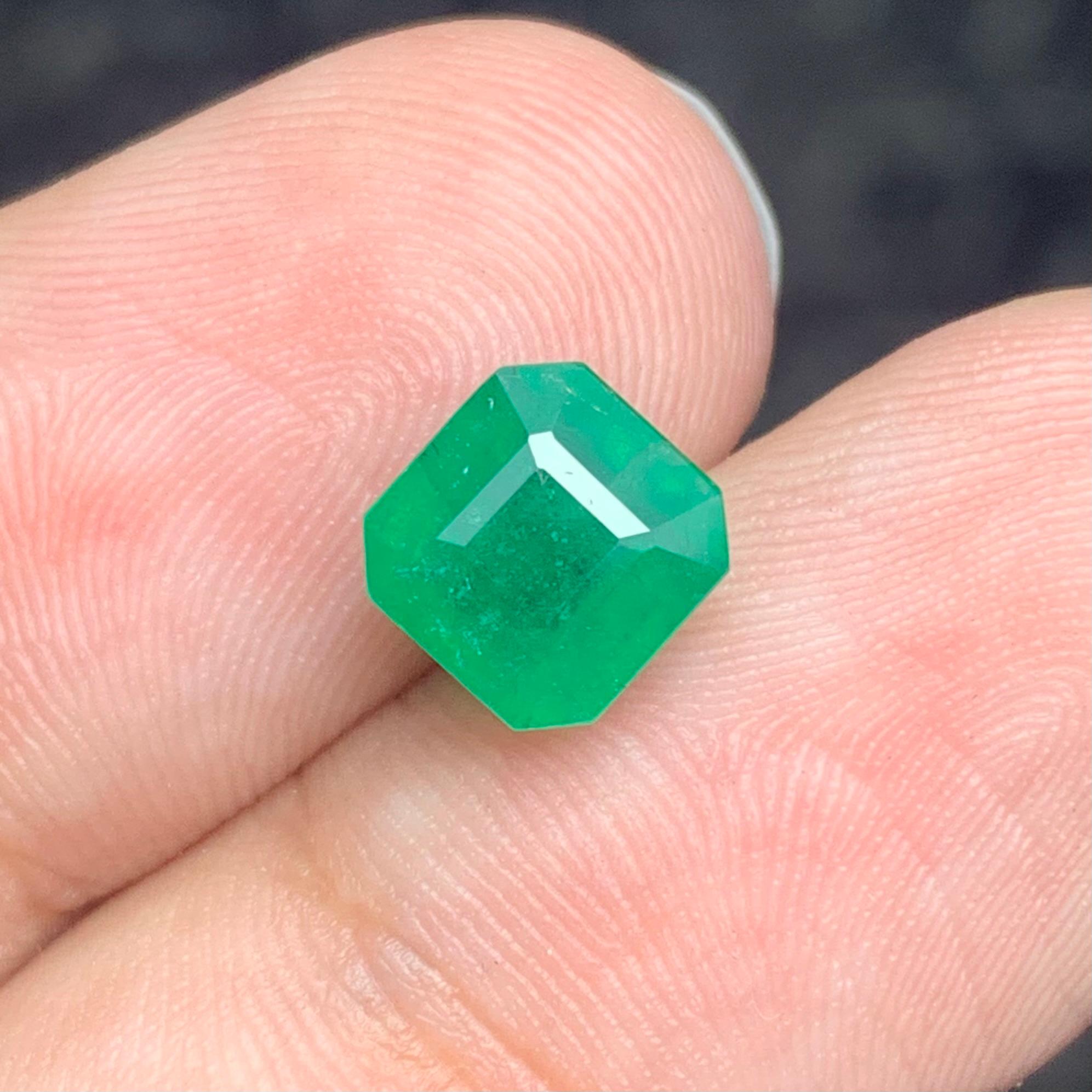 Women's or Men's 2.50 Carats Natural Loose Green Emerald From Zambia Mine Octagon Ring Gem For Sale