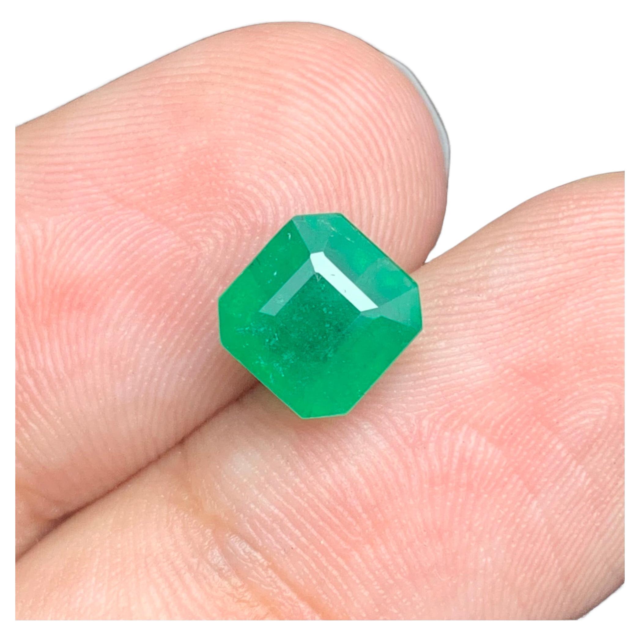 2.50 Carats Natural Loose Green Emerald From Zambia Mine Octagon Ring Gem For Sale