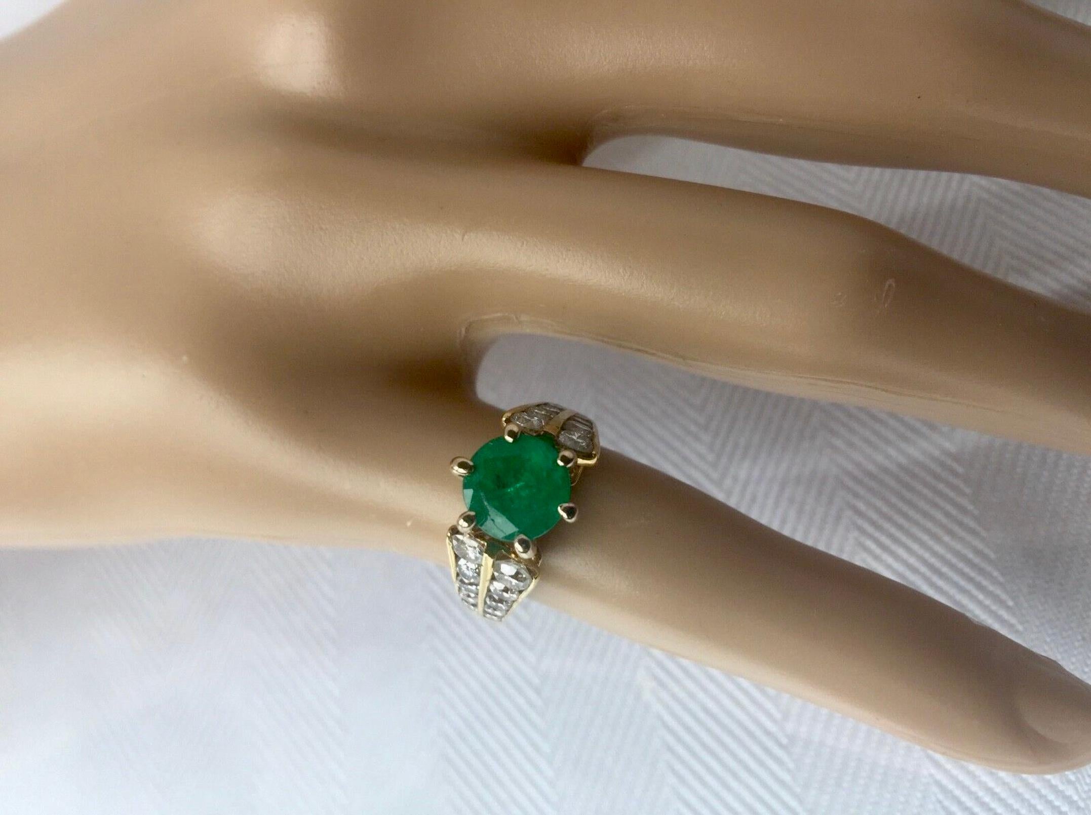 2.50 Carat Natural Round Colombian Emerald Solitaire Ring Diamond Accents 14K 2