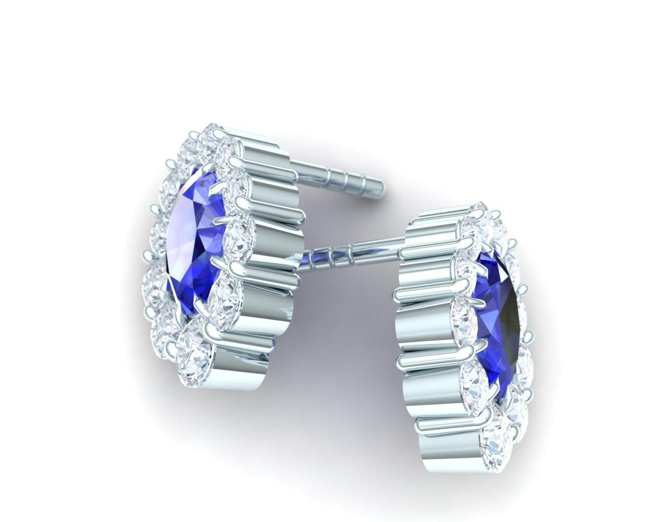 Modern 2.50 Carat of Sapphire and Diamond Earrings For Sale