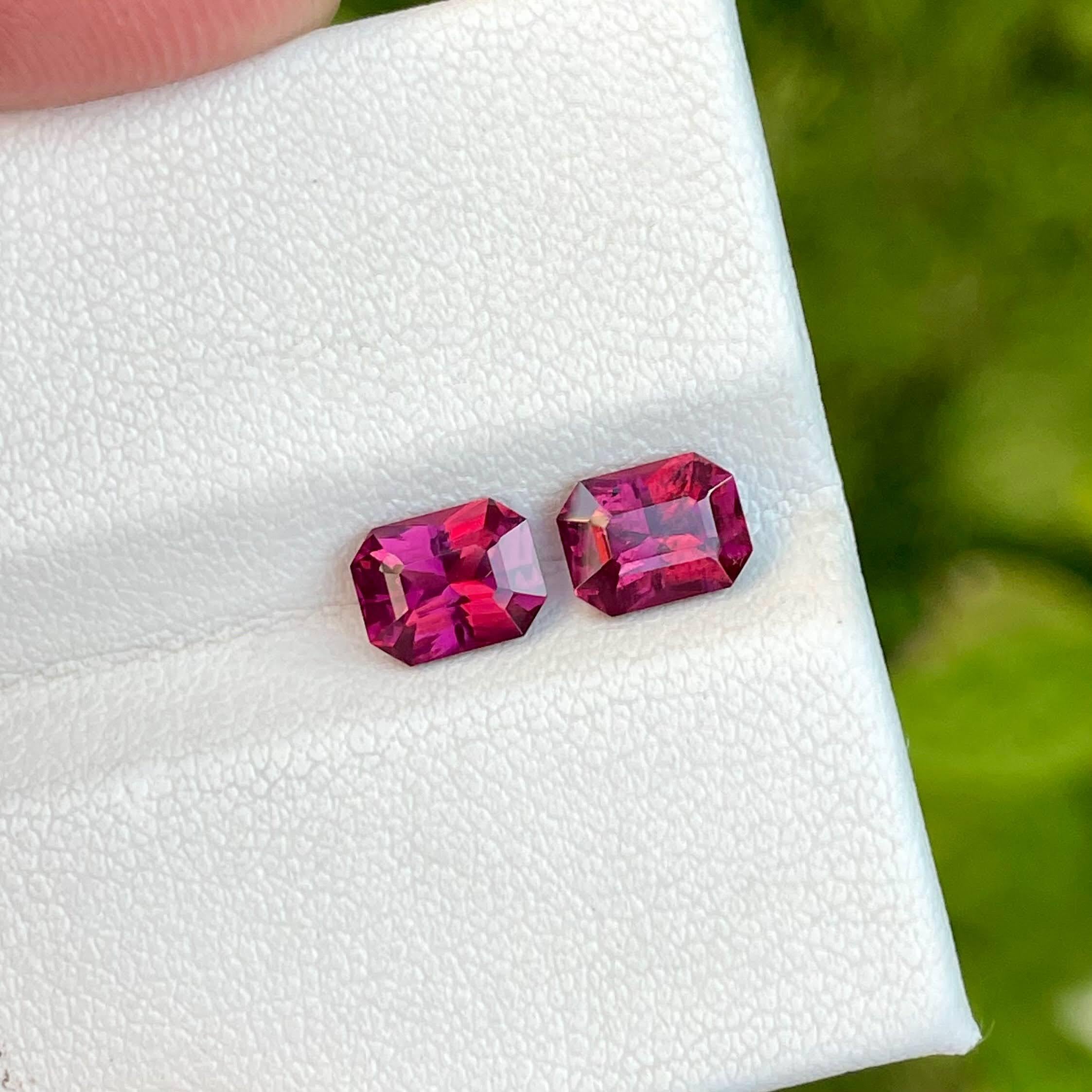 Taglio radiant 2,50 Carati di Granato Rosa Purpureo Coppia Taglio Radioso Gemma Naturale della Tanzania in vendita