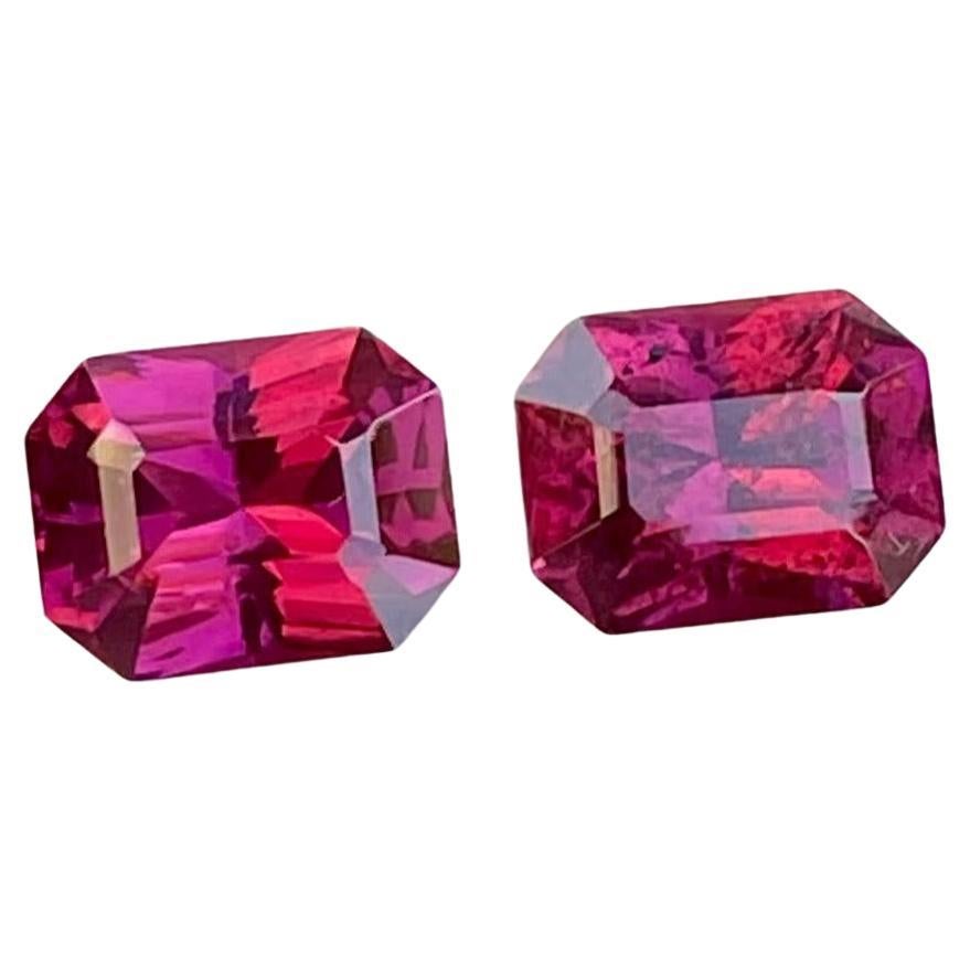 2.50 Carats Purplish Pink Garnet Pair Radiant Cut Natural Tanzanian Gemstone