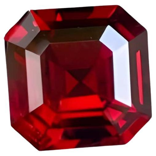 2.50 carats Vivid Red Loose Garnet Stone Asscher Cut natural Tanzanian Gemstone For Sale