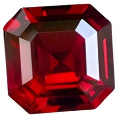 2.50 carats Vivid Red Loose Garnet Stone Asscher Cut natural Tanzanian Gemstone