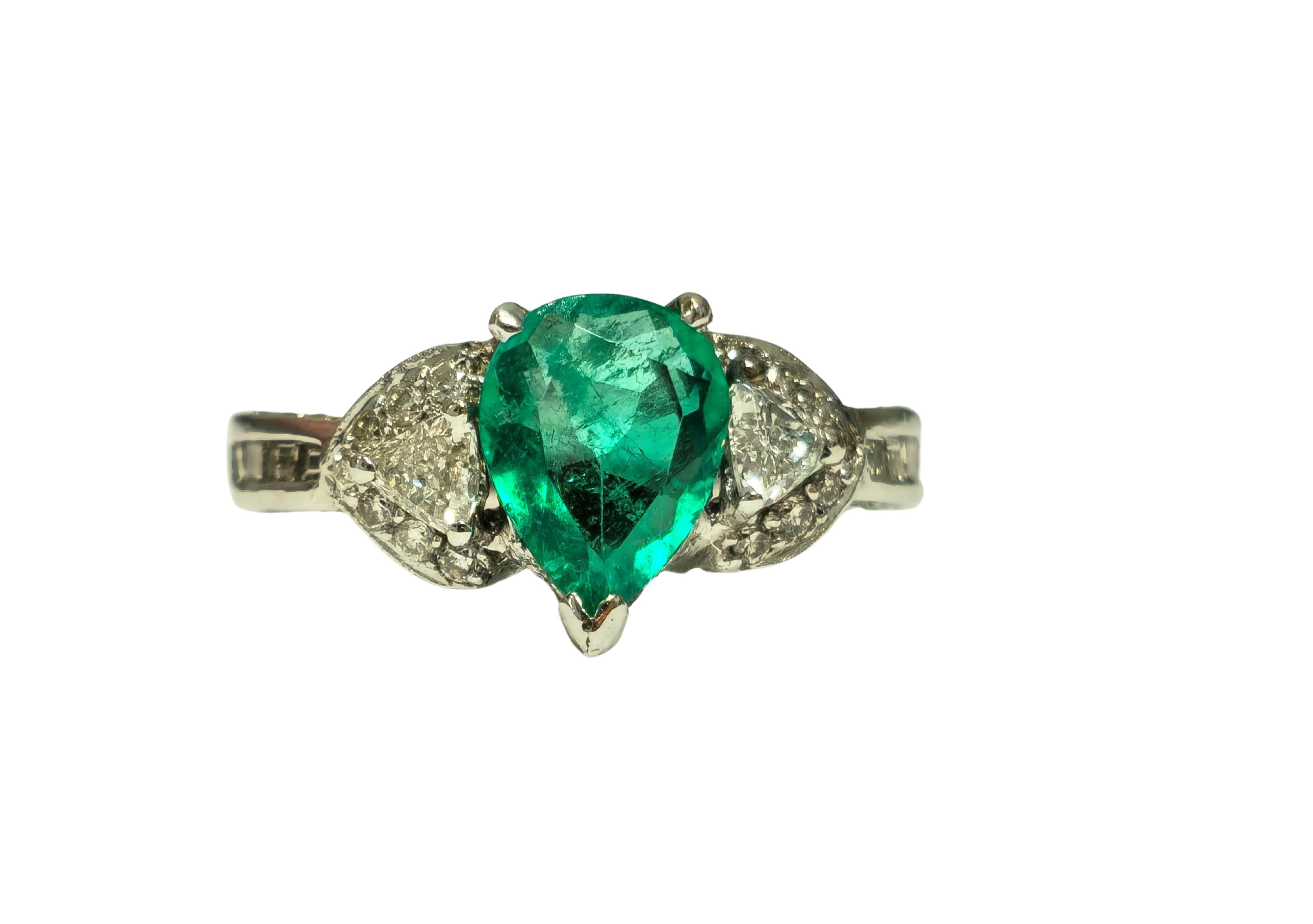 De las mujeres 2.50 Anillo Cóctel Diamante Esmeralda Colombiana Oro 18k en venta