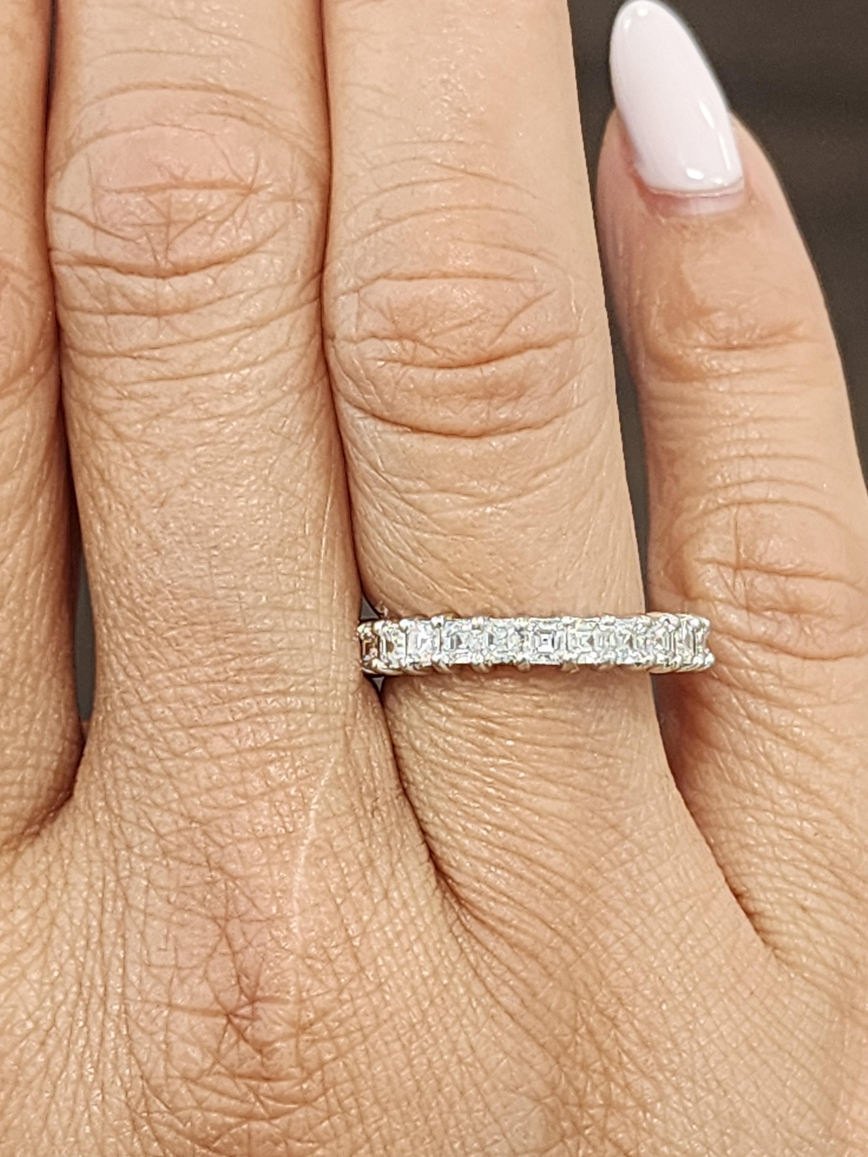 Modern 2.50 ct Asscher Cut Diamond Eternity Ring For Sale
