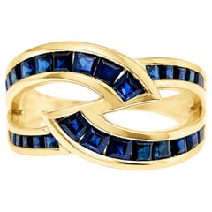 2.50 Ct Blue Sapphire Channel Set Band 14K Gold Blue Sapphire Band Unique Luxury