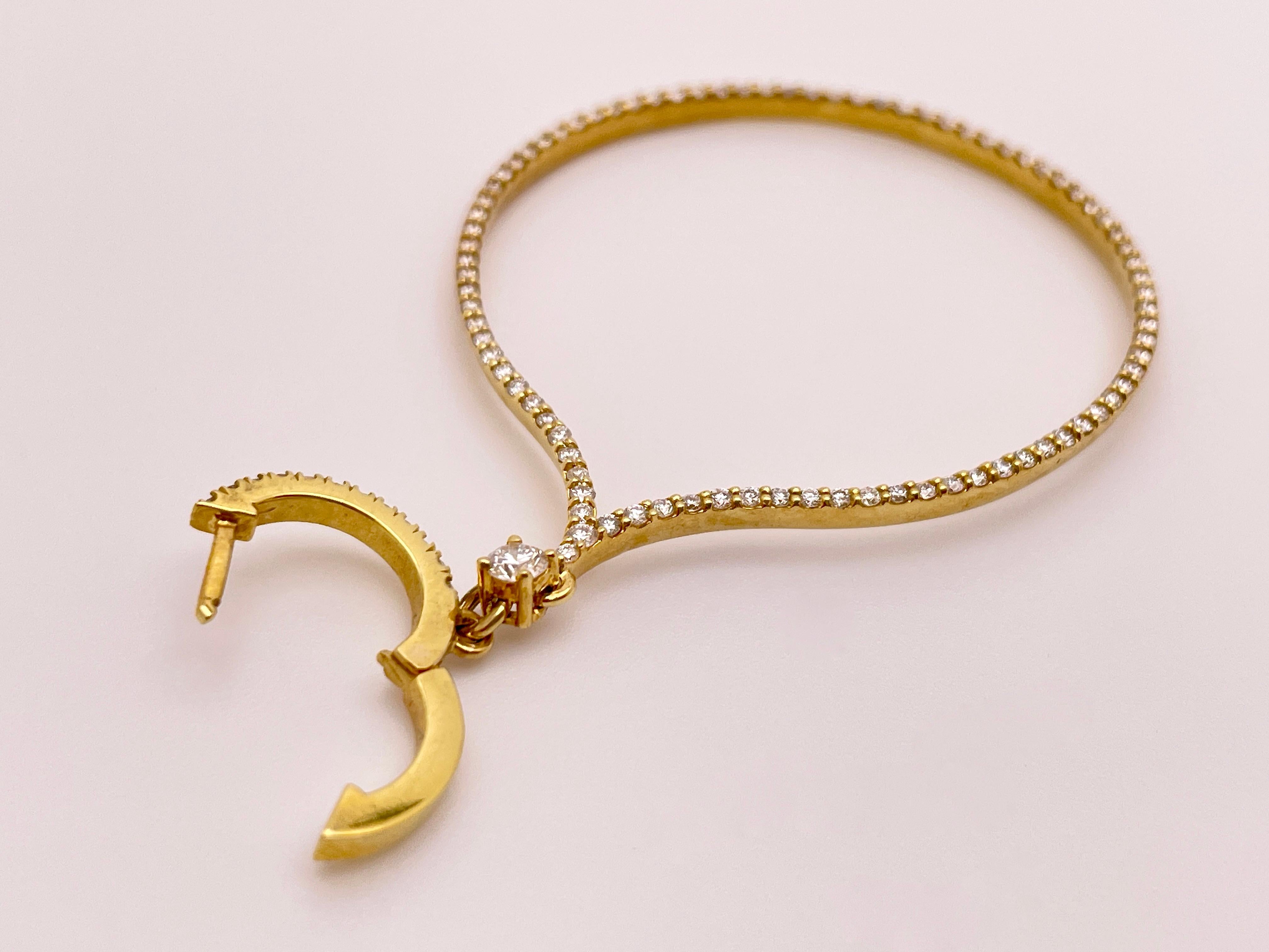 2.50 CT Diamond 14K Yellow Gold Chandelier Hoop Earrings For Sale 7