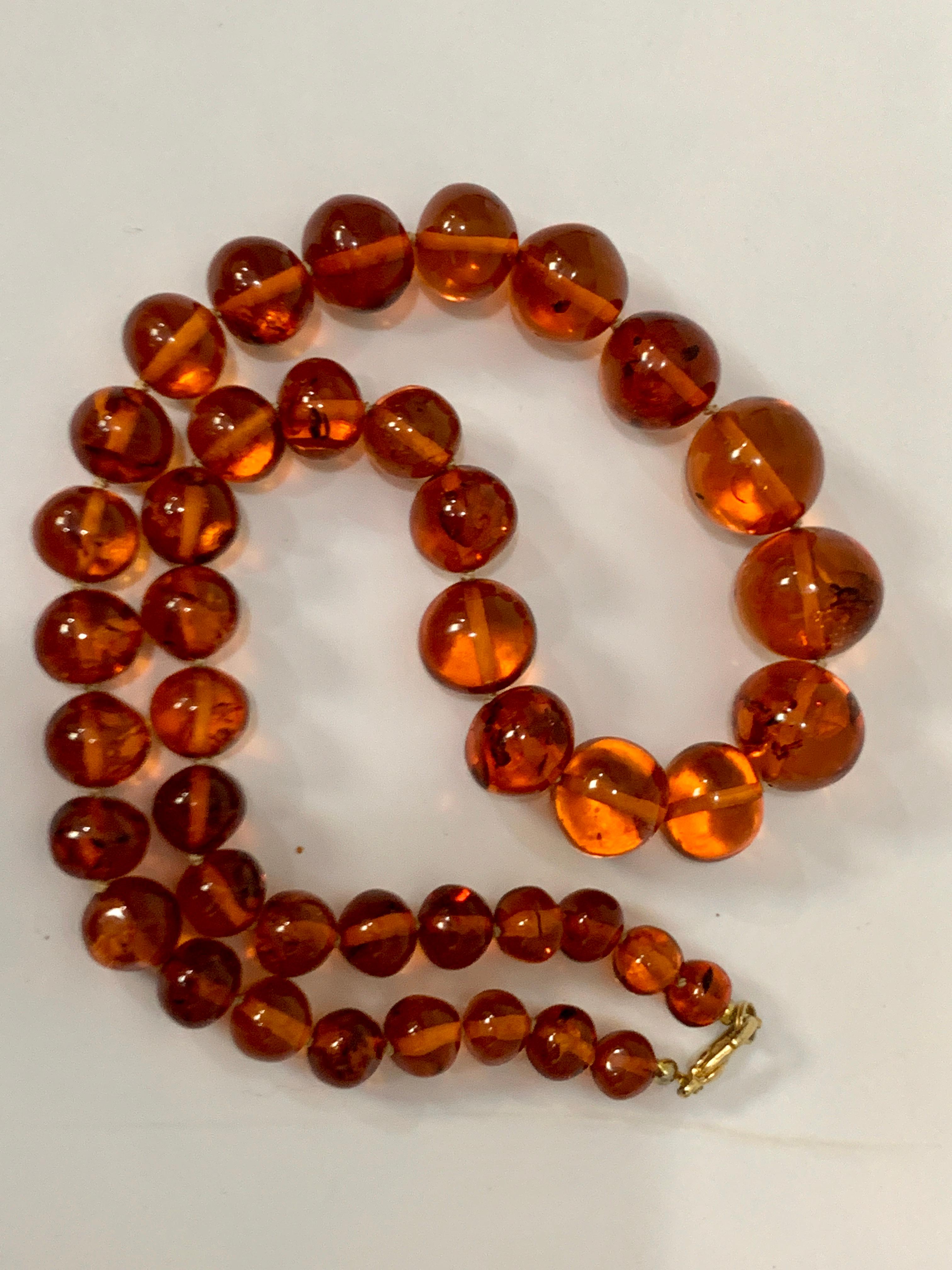 250 Ct Natural Amber Single Strand Graduating Bead Necklace with 18K Gold Clasp 4