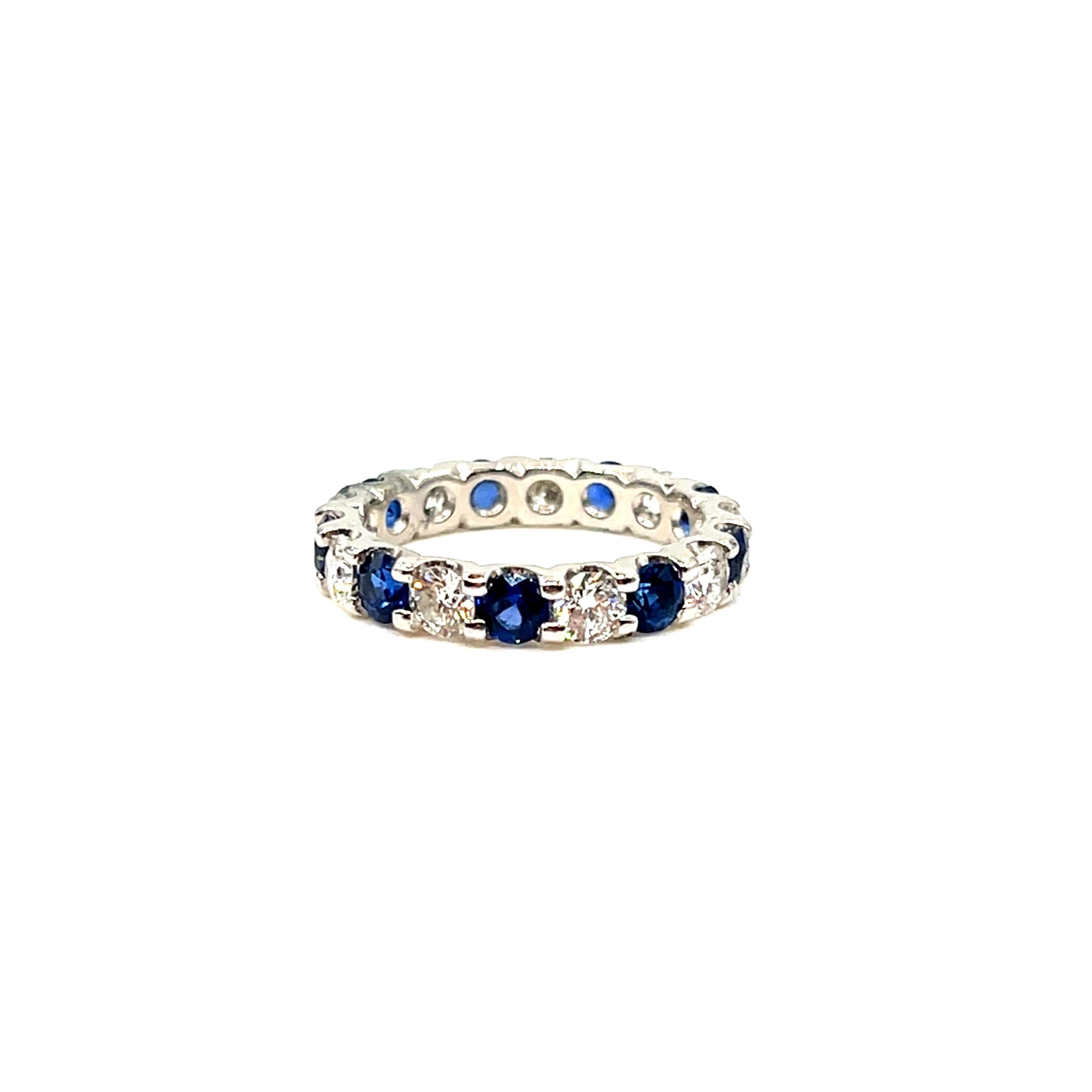 2.60 ct Natural Sapphire & Diamond Eternity Ring For Sale 3