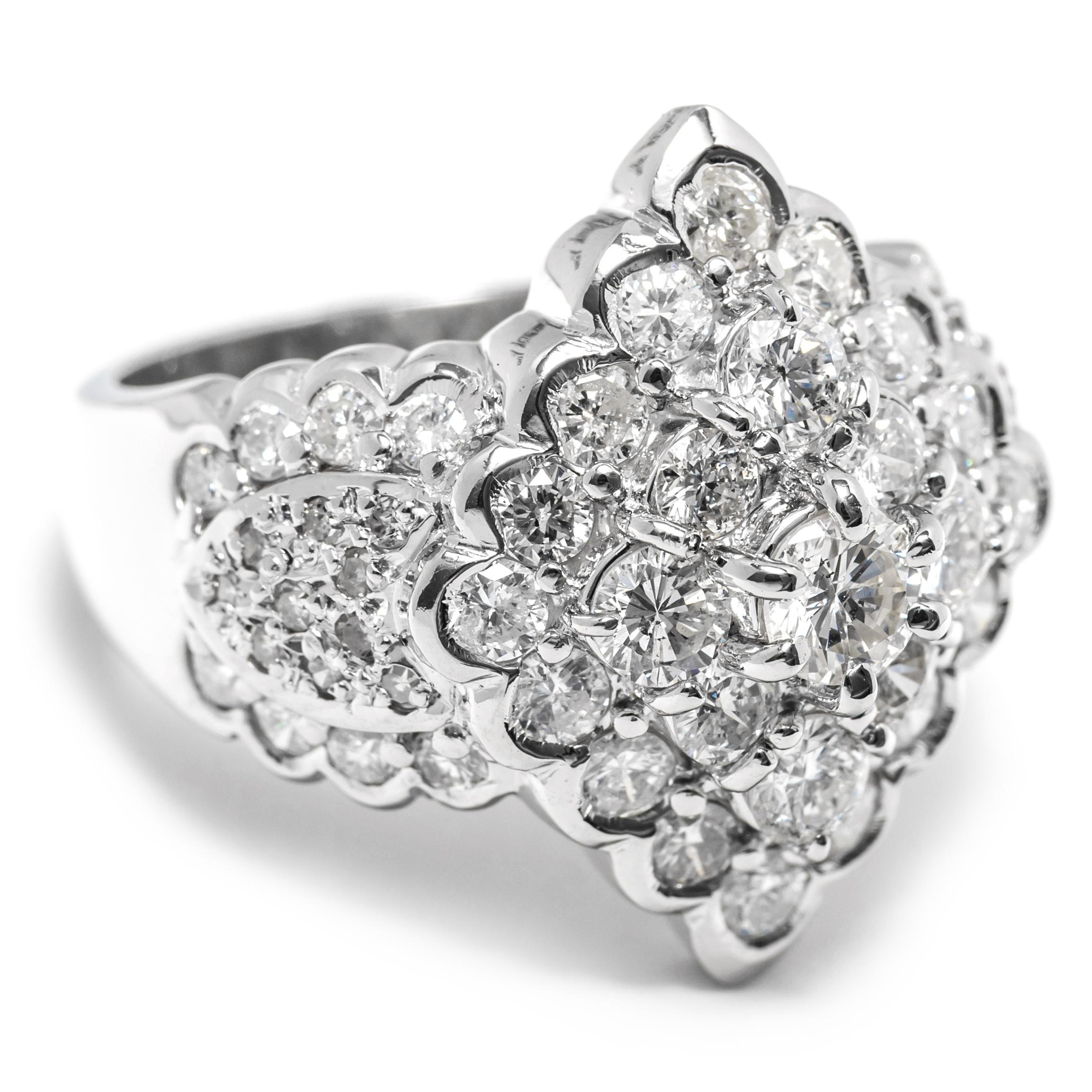 2.50 ct Natural White Diamonds Cluster Ring For Sale 1